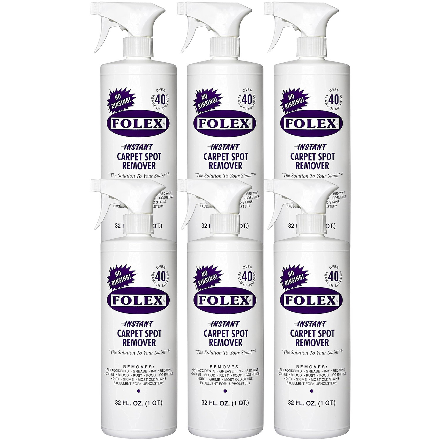 6 Pack Folex Instant Carpet Spot Remover – 32 oz – Removes Pet Accidents, Grease