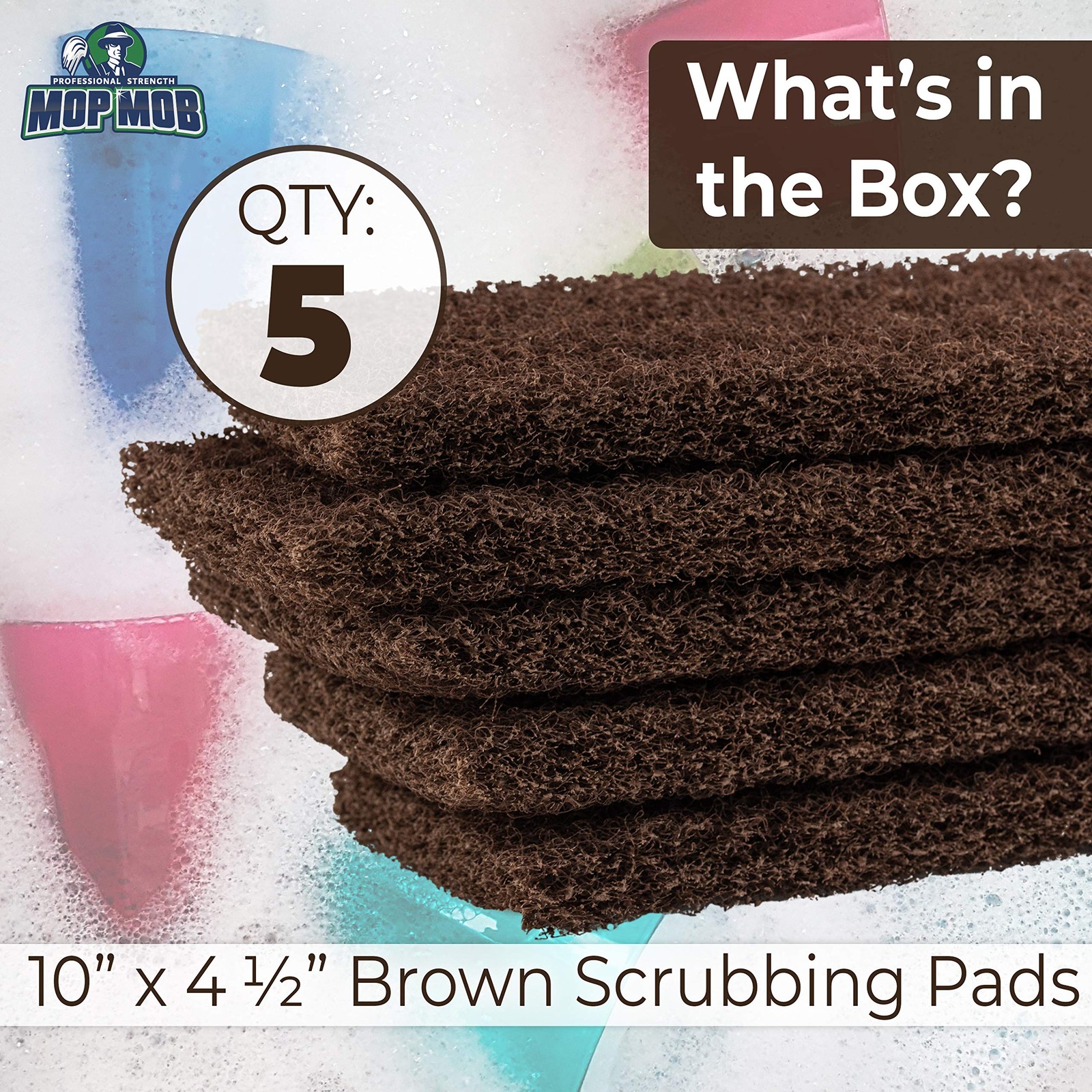 Heavy Duty XL Brown Scouring Pad 5 Pack. 10 x 4.5in Large Multipurpose Nylon …
