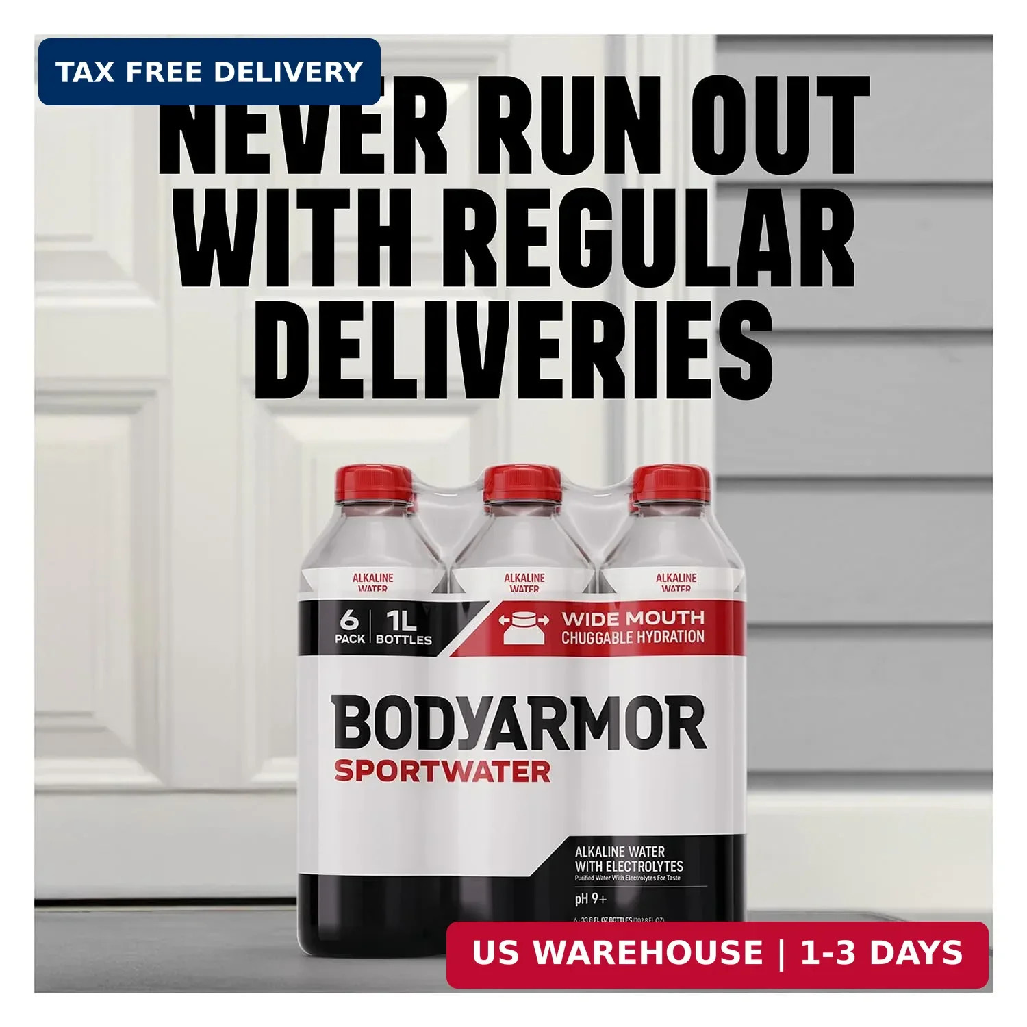 BODYARMOR SportWater Alkaline Water, High Alkaline Bottled Water, pH 9+, 700mL (