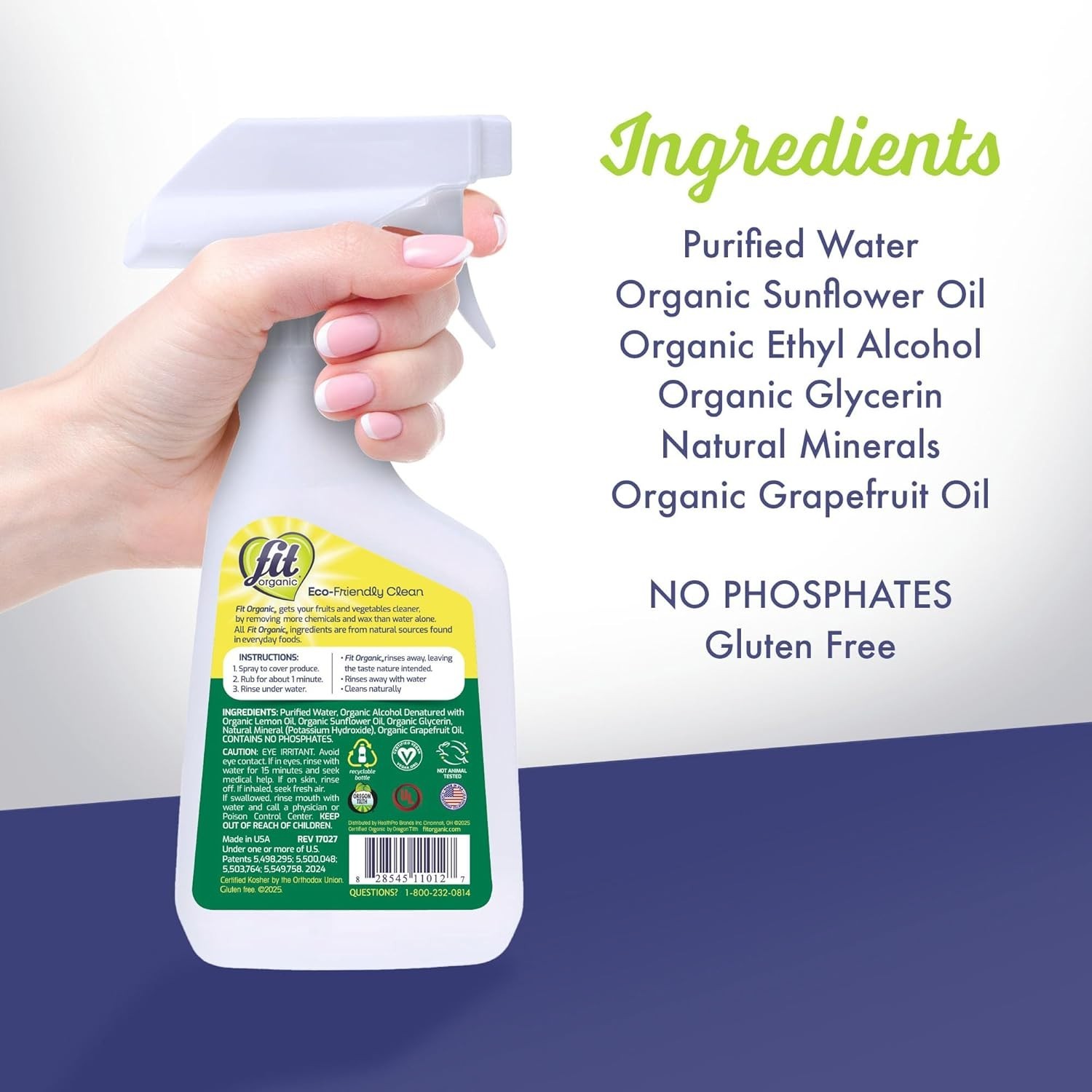 Natural & Chemical-Free Fruit and Vegetable Wash – Family Safe – 2-Pack 12 Fl Oz