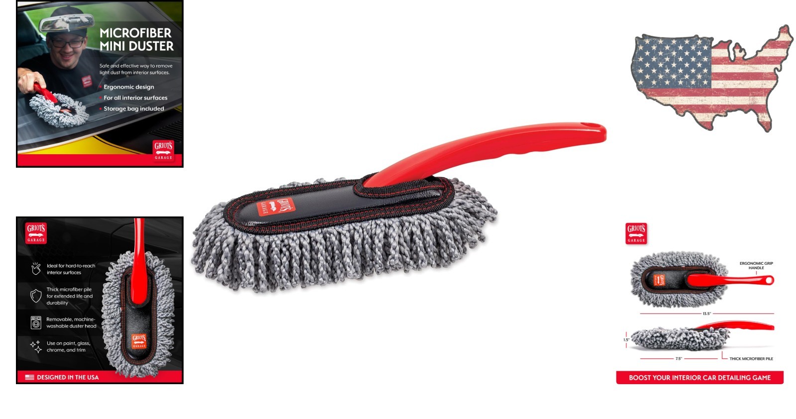 Effortless Car Interior Cleaning with 13.5” Microfiber Mini Duster & Storage Bag