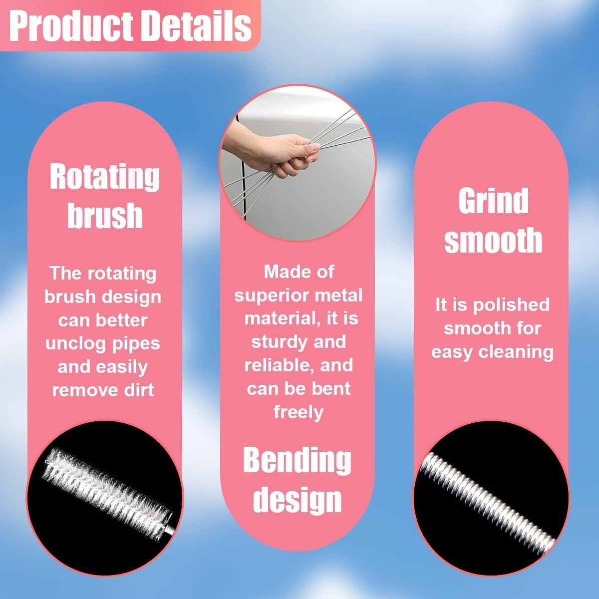 Car Sunroof Drain Cleaning Tool, 61” Long & Slim Tube Cleanin Size: 2PCS/1.5M