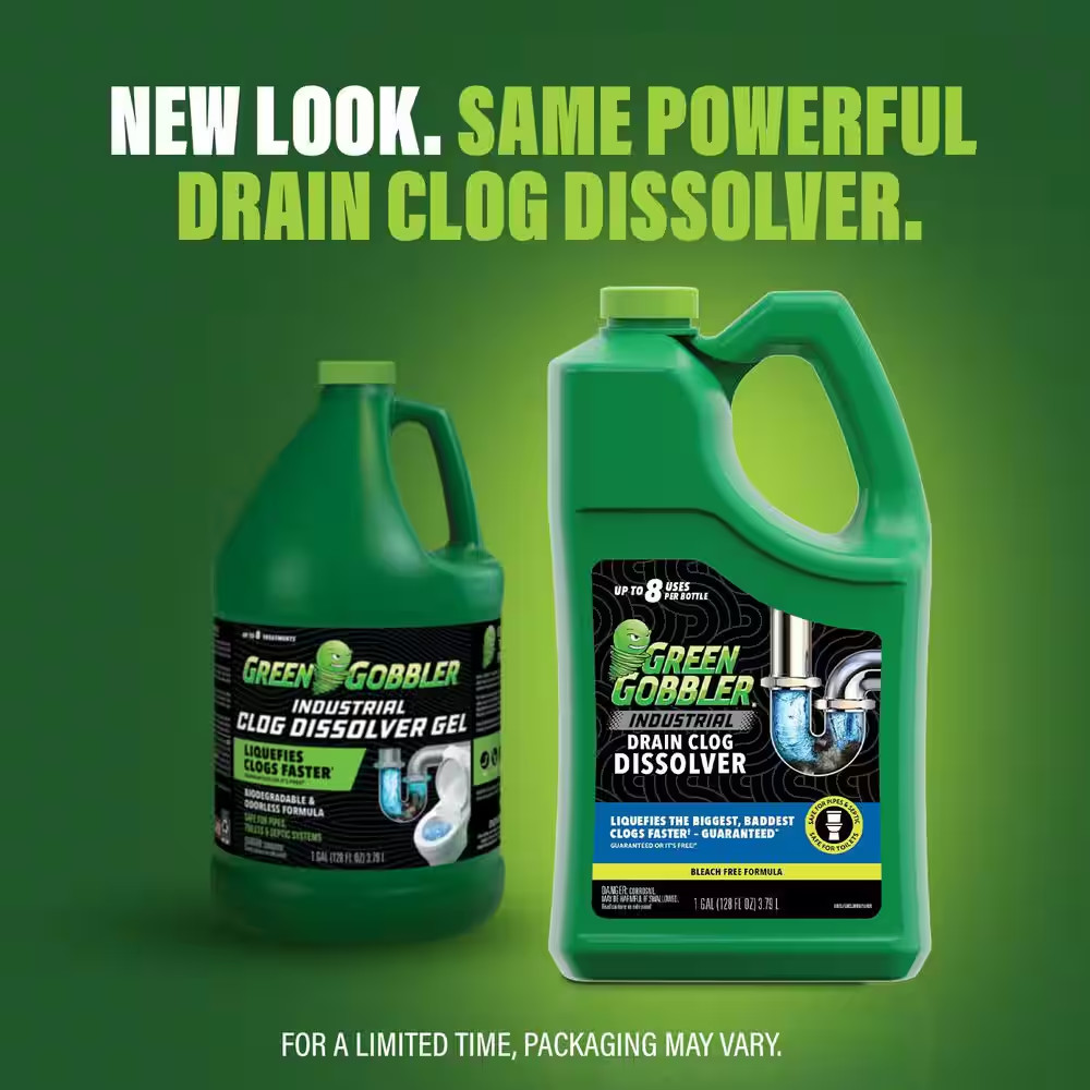 Green Gobbler Clog Dissolver Gel Grease and Hair Clog Remover Drain Cleaner 1Gal