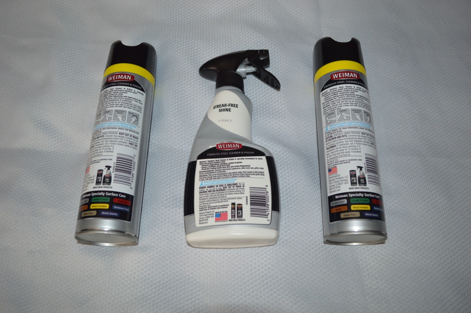 WEIMAN PRODUCTS ~ STAINLESS STEEL ~ CLEANER & POLISH ~ (PACK OF 3) ~ SPRAY