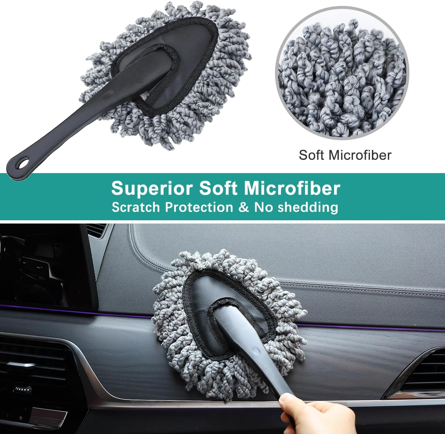 2 Plumeros Microfibra Suave Limpiador Tablero Coche Cocina Casa Computadora