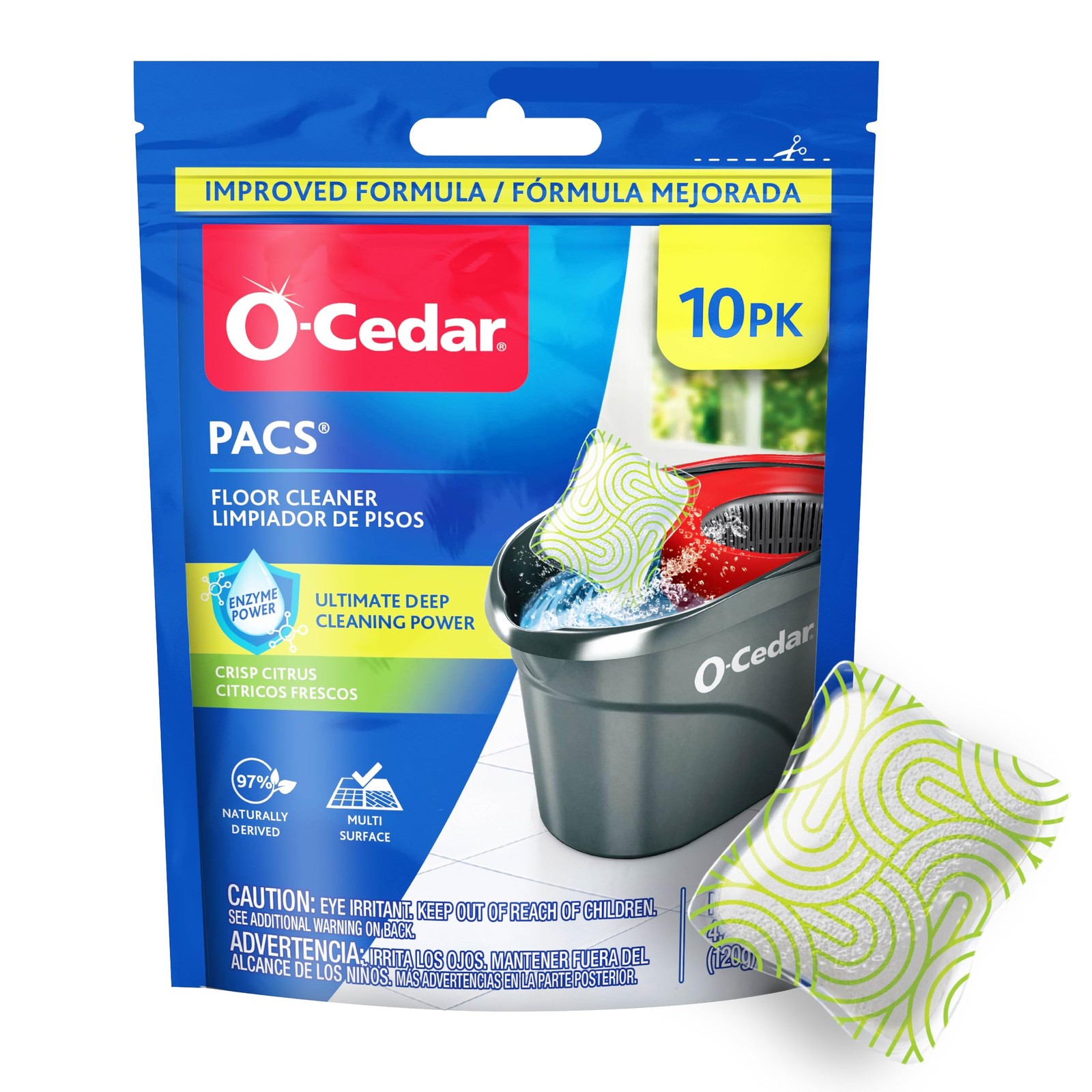 OCedar PACS Hard Floor Cleaner, Crisp Citrus Scent 10 Count 1Pack | Made with…