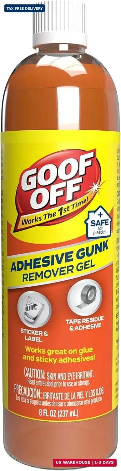 Goof Off Adhesive Gunk Remover, 8 fl. oz., Removes Stickers, Glue, Labels, Tape