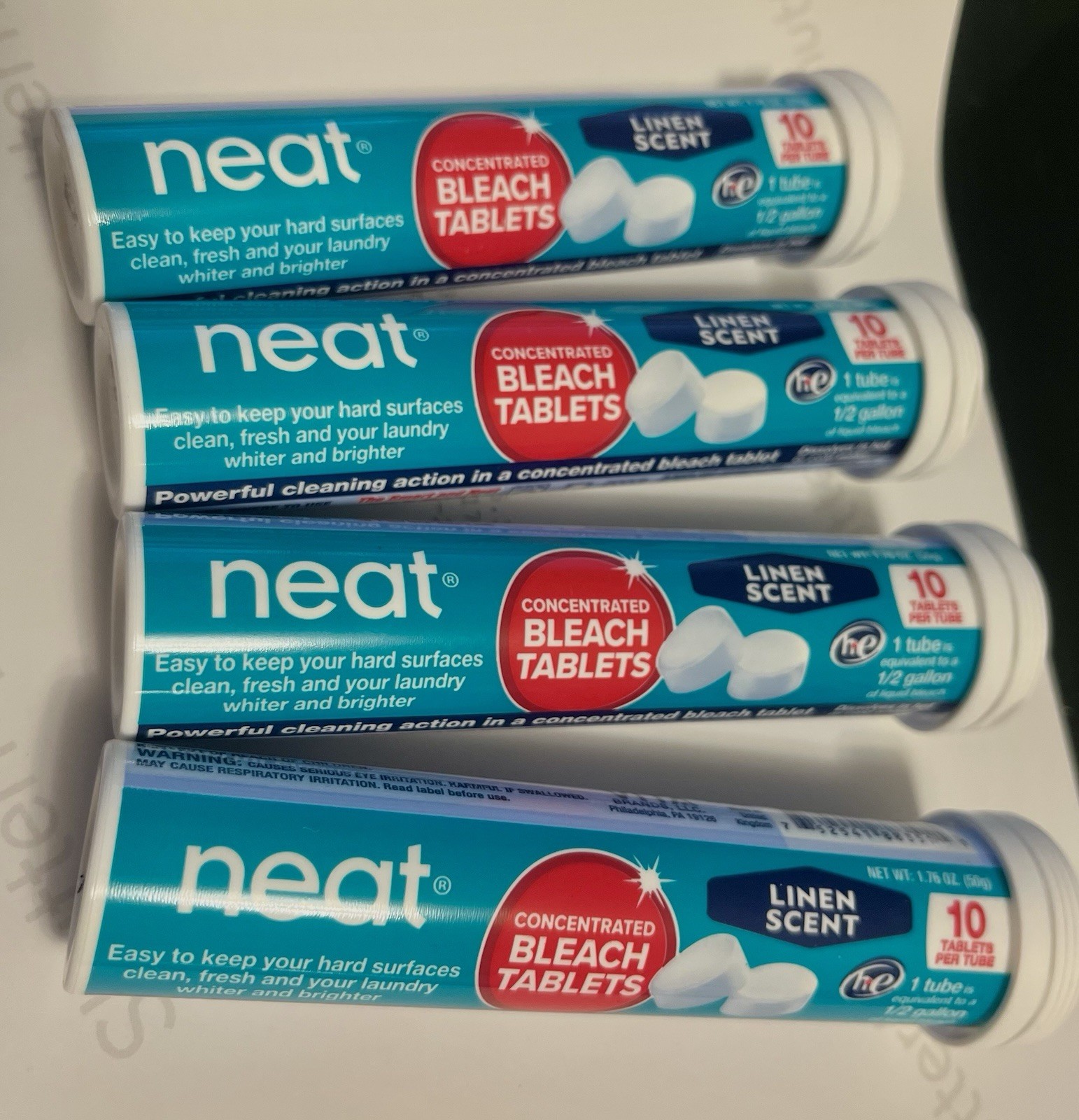 Neat Bleach Concentrated Tablets Linen Scent 40 CT(4×10) Laundry Surface Cleaner