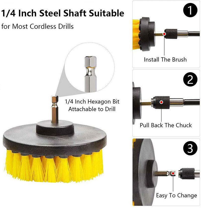 Drill Brush Set Power Scrubber Drill Attachments For Carpet Tile Grout Cleaning