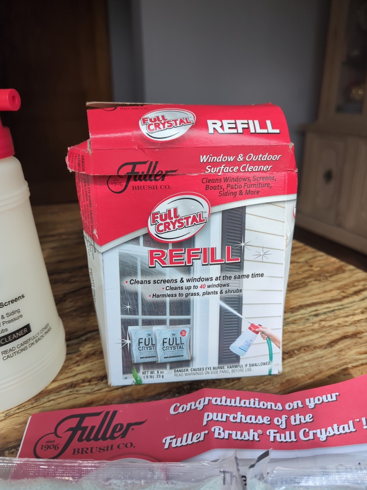 Fuller Brush Full Crystal Window & Outdoor Surface Cleaner w/ 3 4 OZ Refills