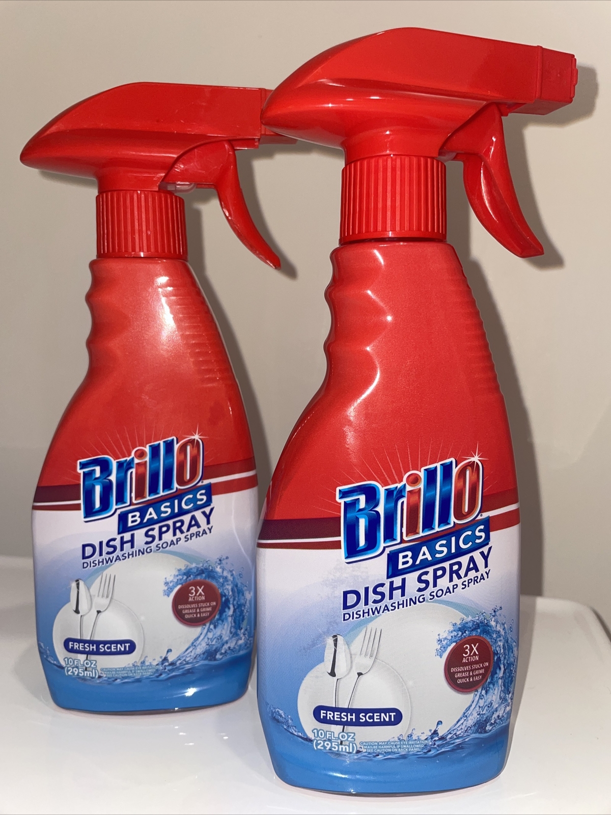 Brillo Basics Fresh Scent 3X Action Dish Soap Spray – 10 oz/295ml – 2 Bottles