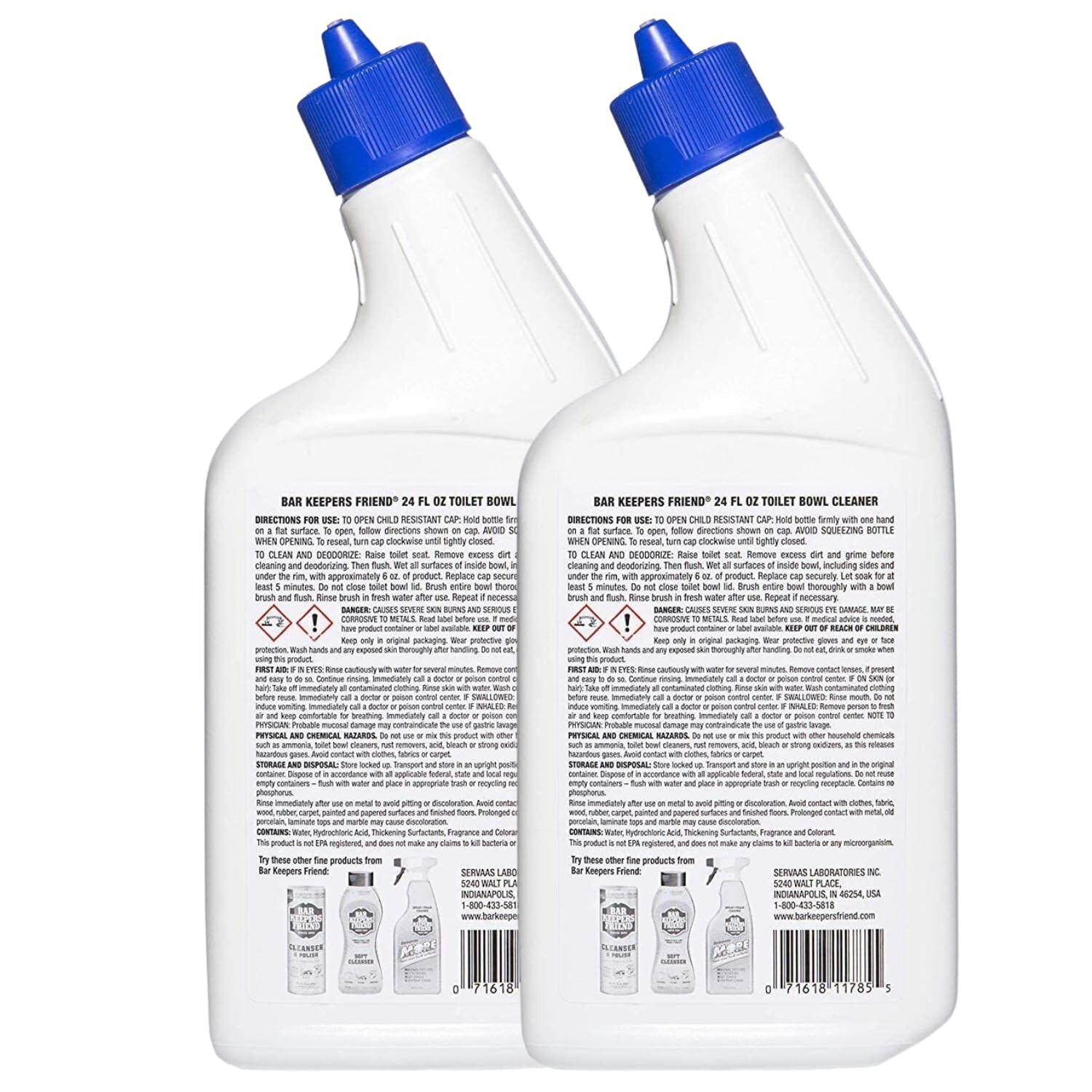 Bar Keepers Friend Toilet Bowl Cleaner 24oz Twin Pack 2 Bottles