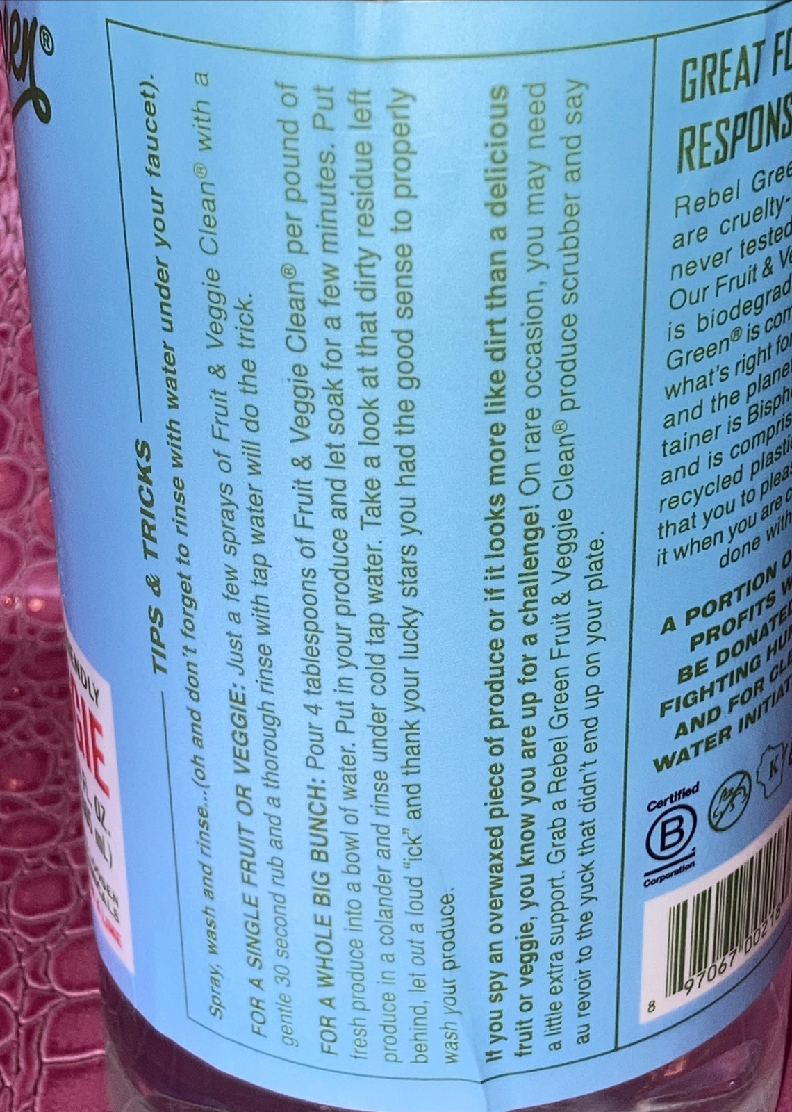 Rebel Green Fruit and Veggie, Cleaner 34 Fl Oz