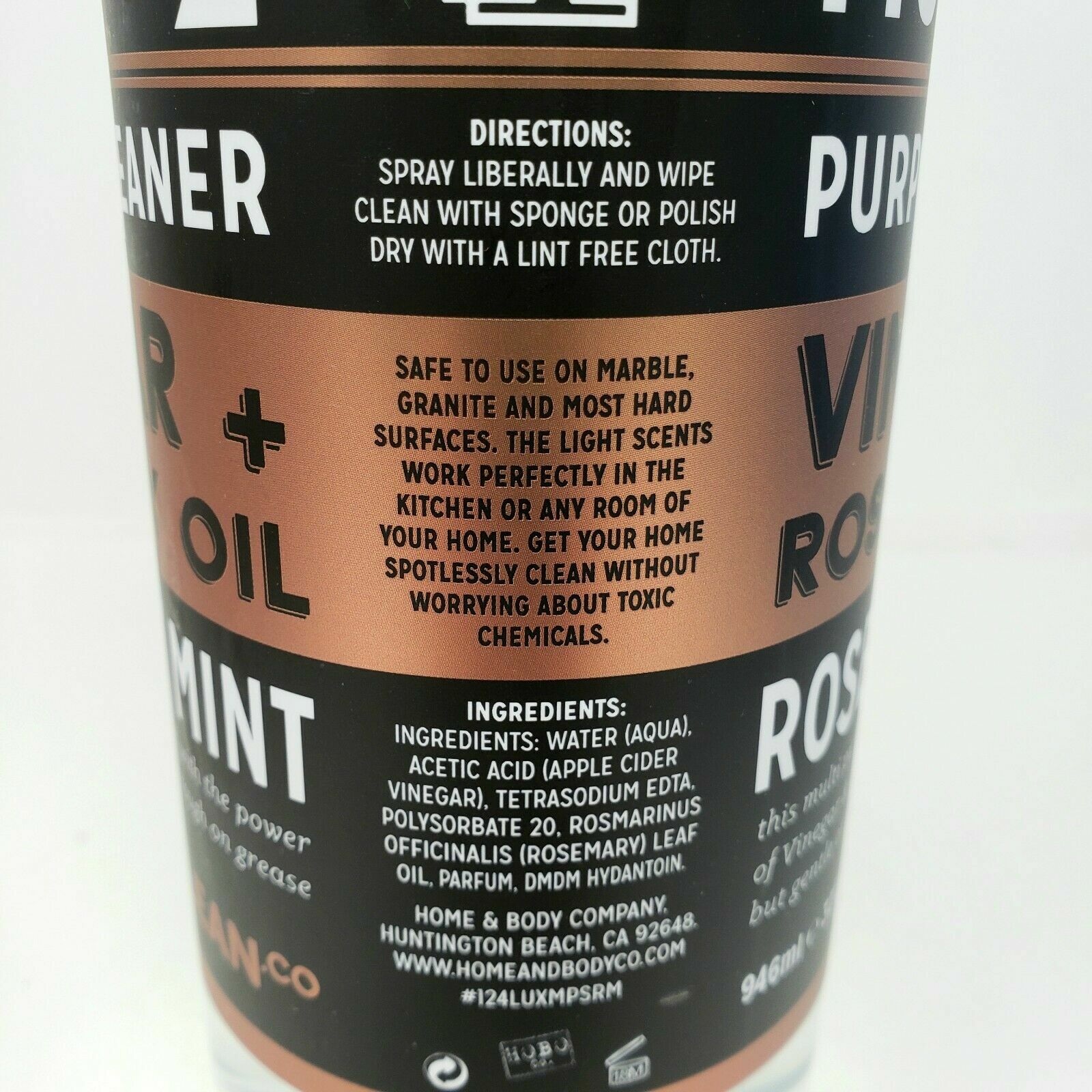 2 Lux Clean Vinegar & Rosemary Mint No 2 Multi Purpose Spray Cleaner 32 fl oz