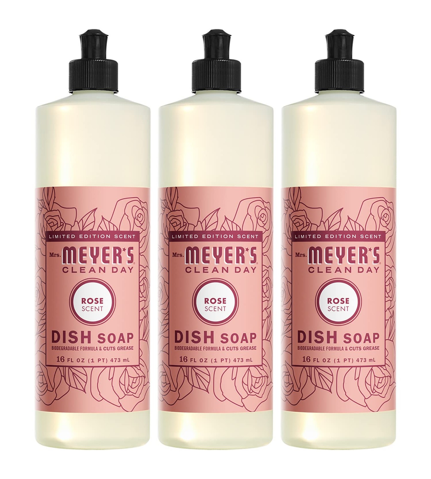 MRS. MEYER’S CLEAN DAY Dish Soap Rose 16 fl. oz 3 Pack