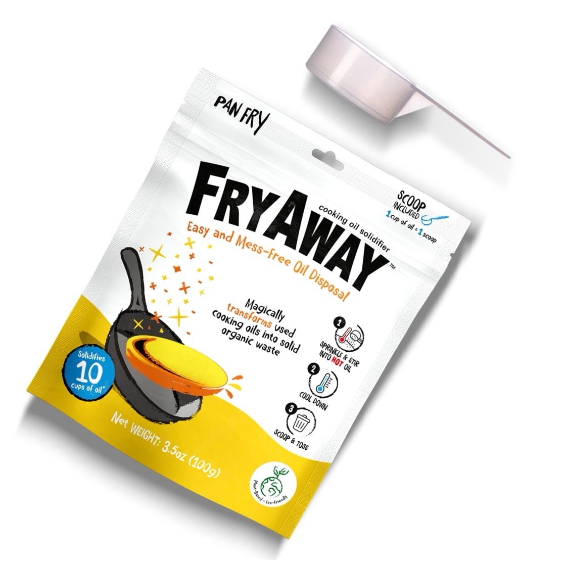 FryAway Cooking Oil Solidifier Powder 3.5 Oz, 100% Plant Based Sealed!!! New!!!