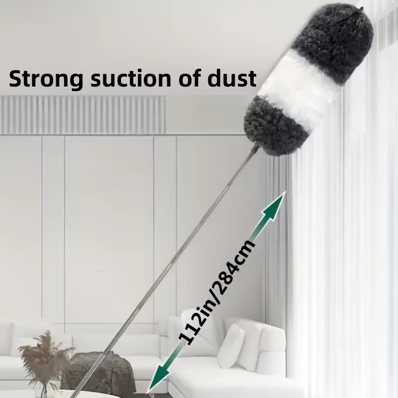 Extendable Microfiber Duster Wand, 284Cm/112In – Flexible, Retractable Pole for