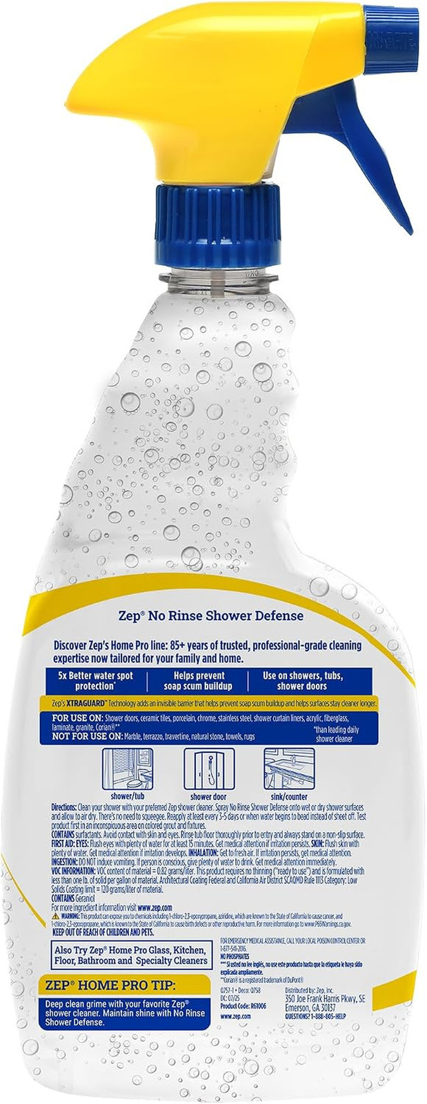 Home Pro No Rinse Shower Defense, 32 Fl Oz Spray – R61006 – Streak-Free Shine, S