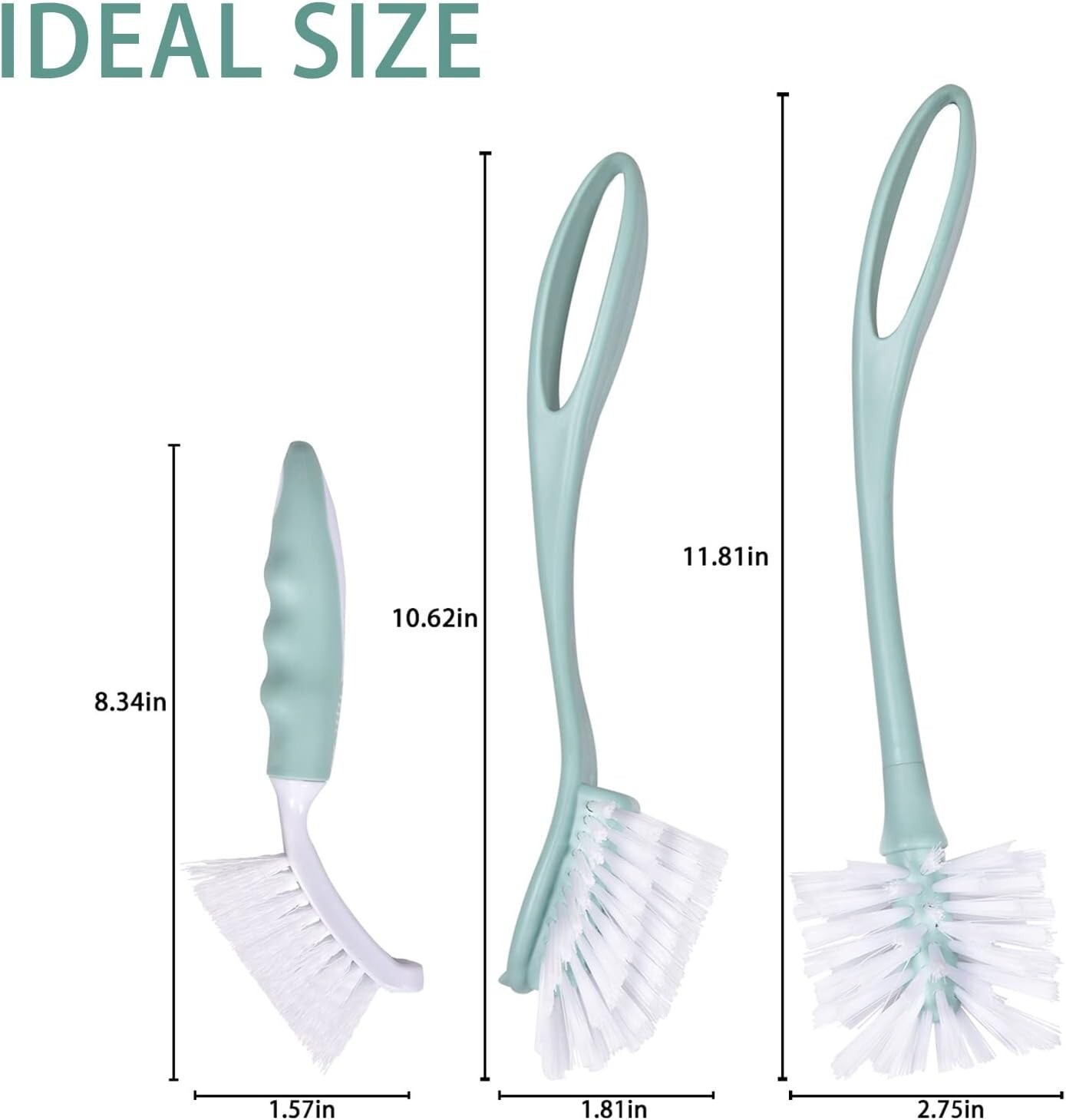 Dish Brush With Handle Kitchen Deep Cleaning Dish Scrub Brush 3 Pieces Ergonomic