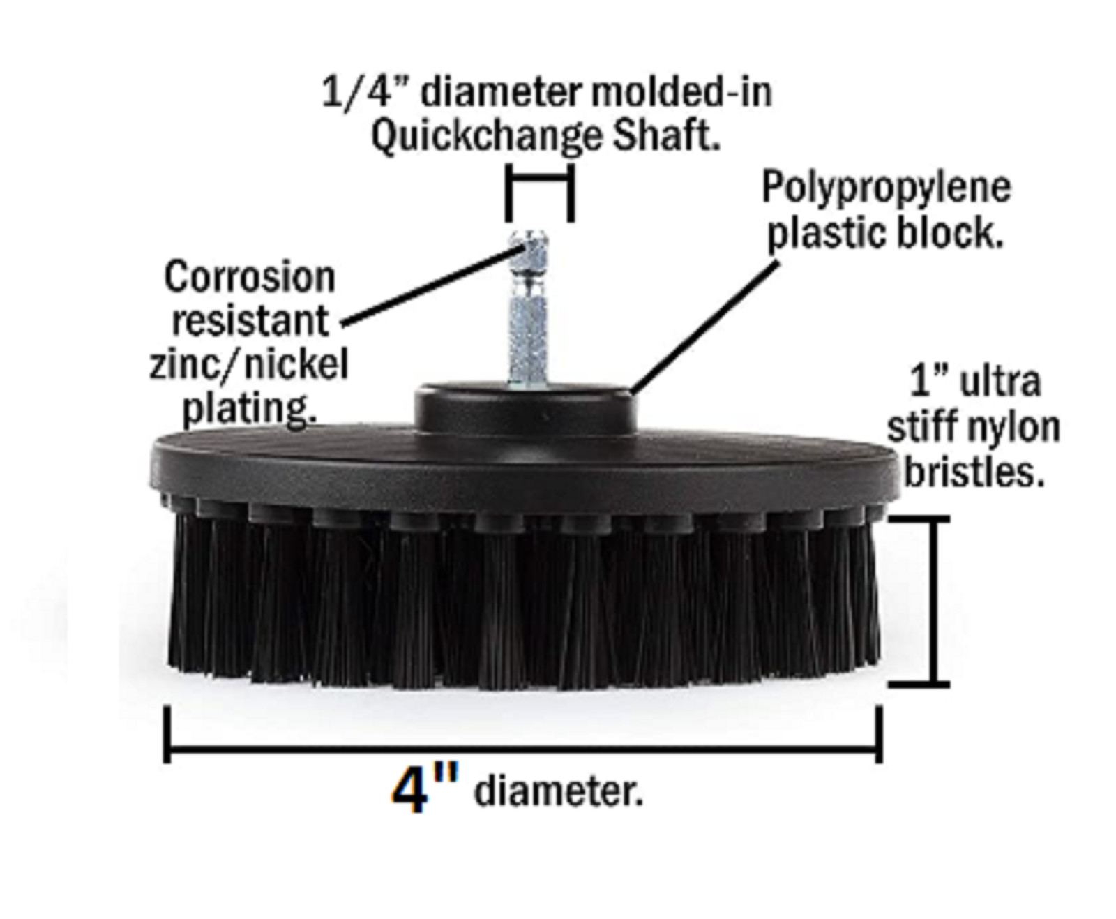 4inch 7 Piece Soft, Medium and Stiff Power Scrubbing Brush Drill Attachments