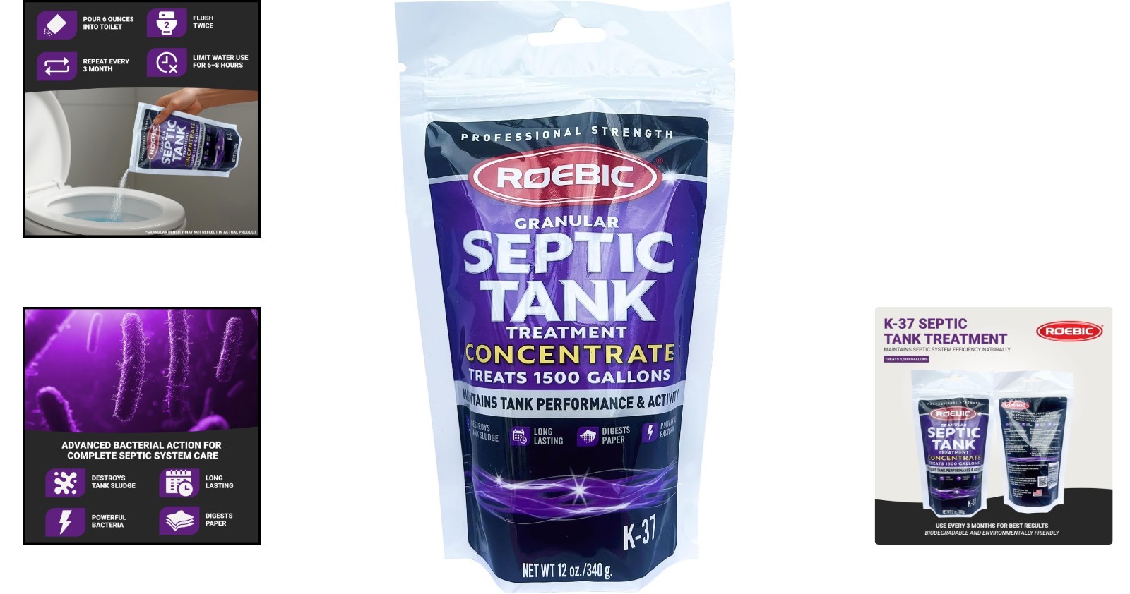 Roebic 12-Ounce Unscented Granular Septic Tank Treatment – Odor Eliminator