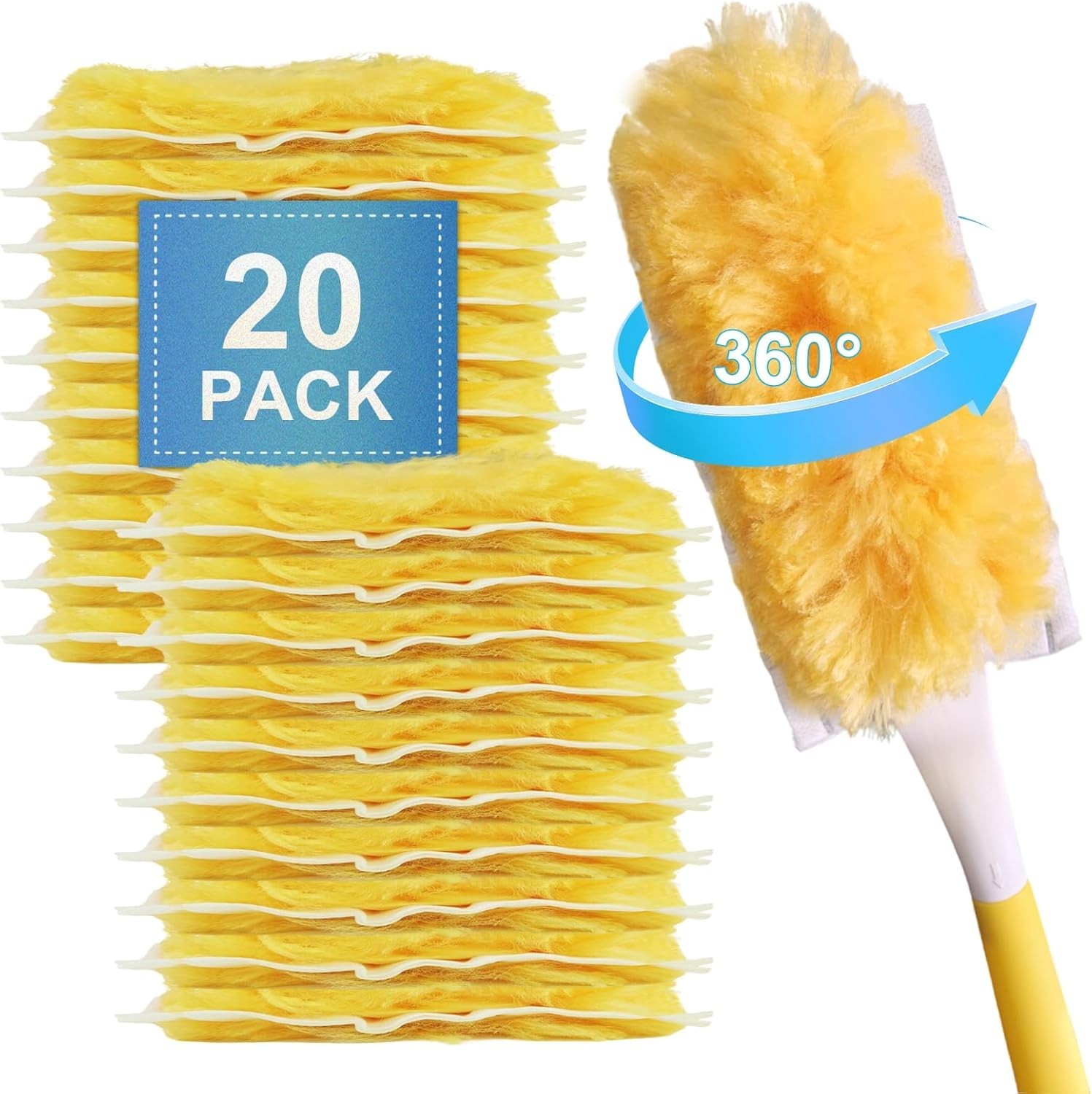20 Pack Heavy Duty Duster Refills for Swiffer, Multi-Surface 360° Disposable Dus