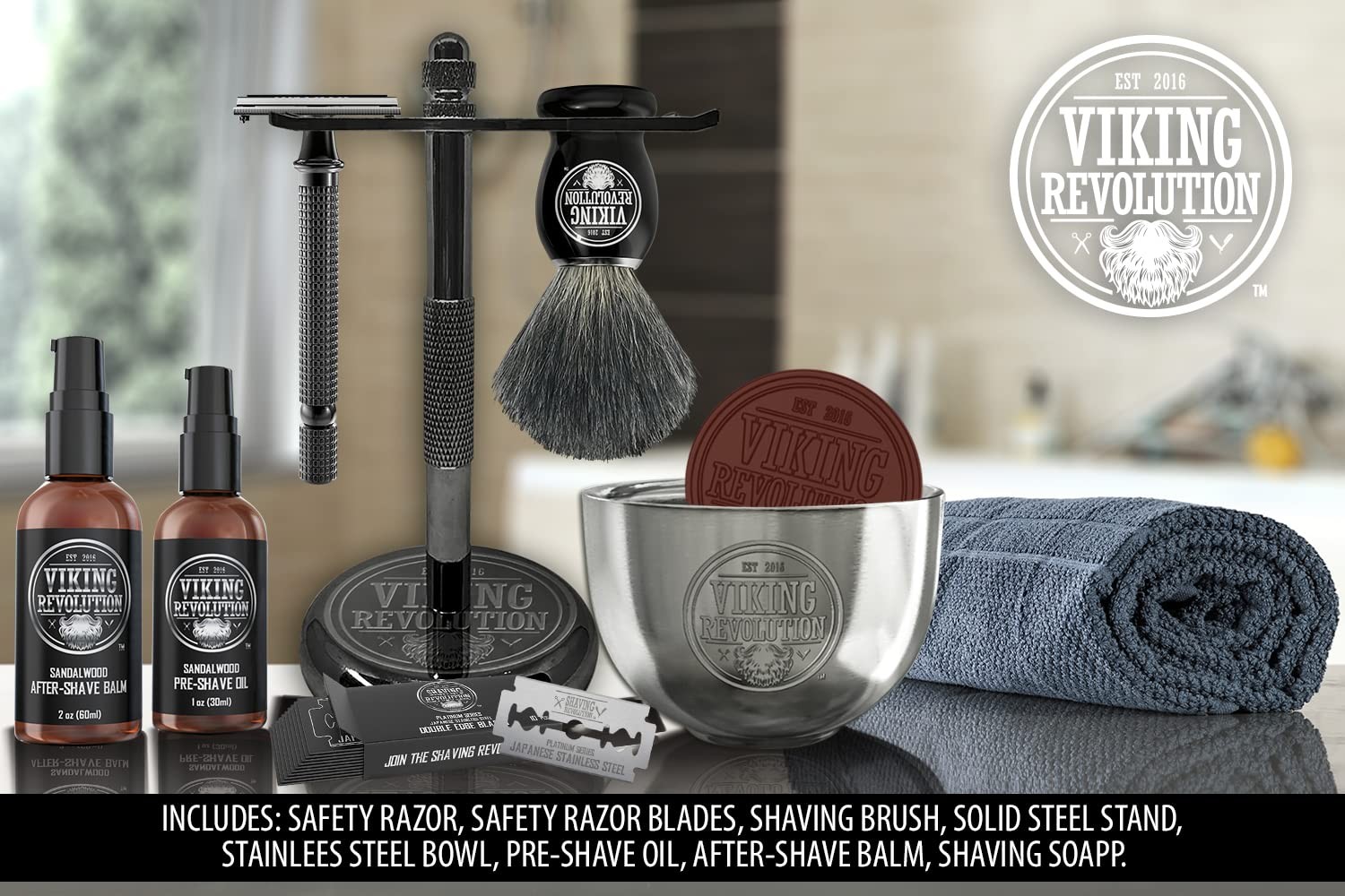 Viking Revolution Luxury Safety Razor Shaving Kit – Includes Double Edge Safet