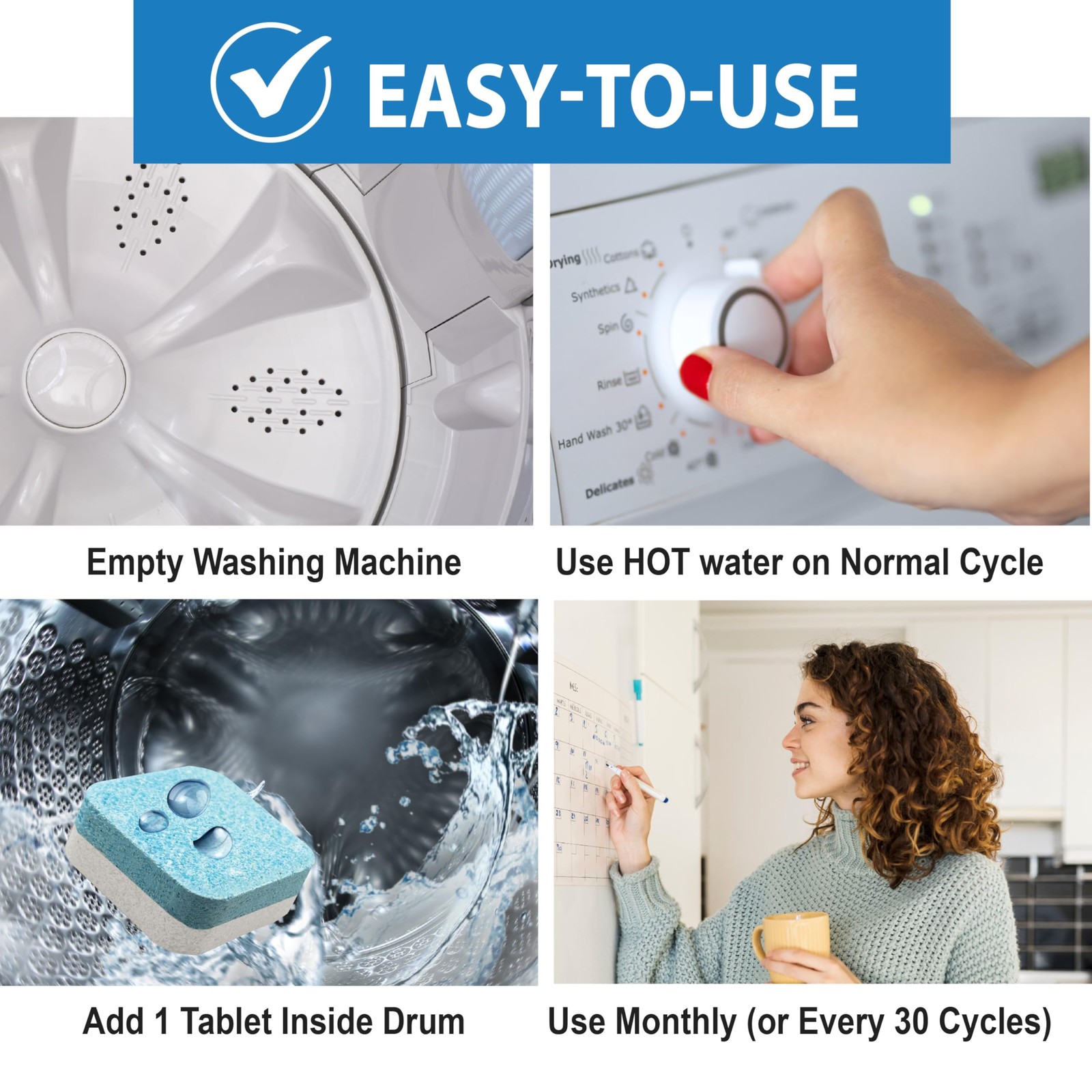 Washing Machine Cleaner Tablets, 12 Pack, Enzyme Formula, 1-Year Supply, Unsc…