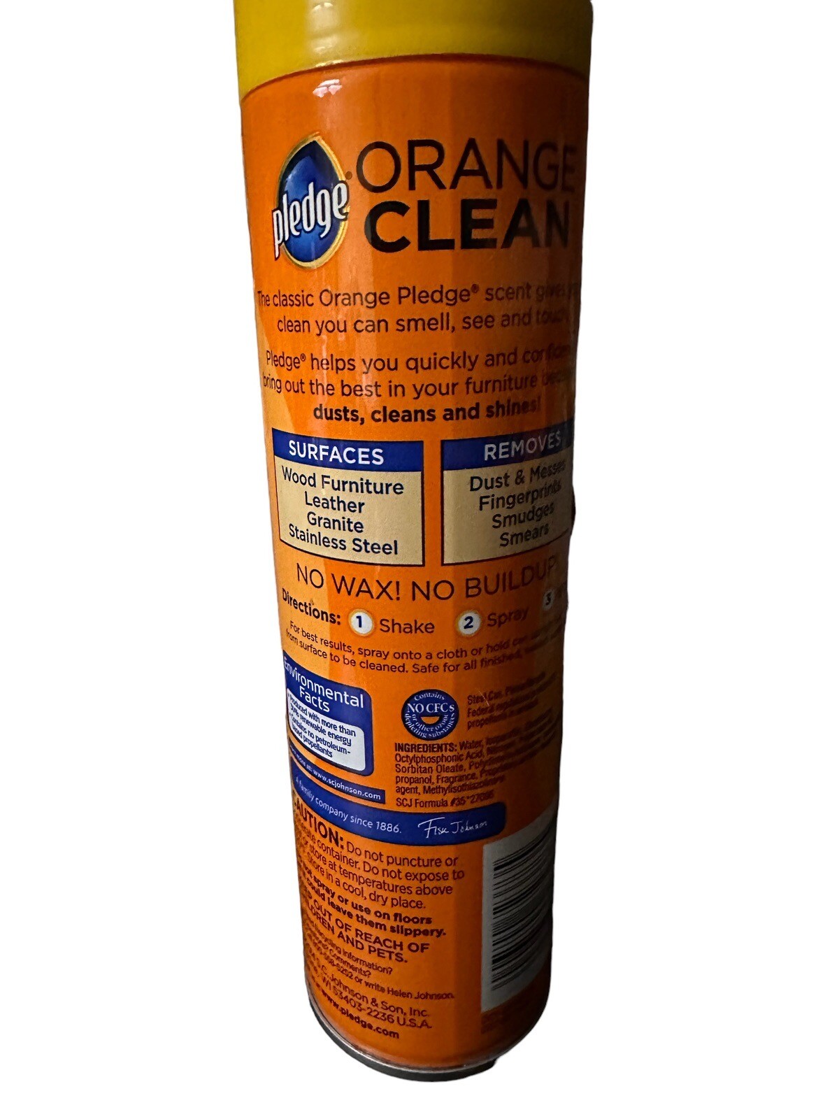 PLEDGE Orange Clean Furniture Spray Reduces Allergen Dust Clean Shine 9.7 oz 3CT