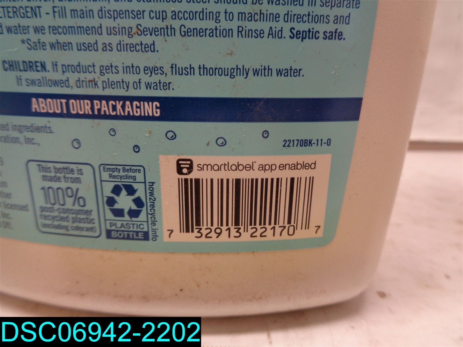 QTY=126oz: (42OZ X 3) Seventh Generation – Automatic Dishwasher Gel