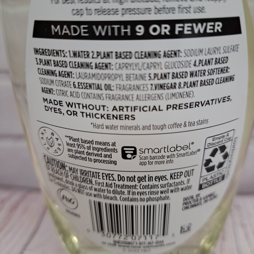 9 Elements Eucalyptus Scent Liquid Dish Soap 15 Fl Oz Grease Residue Cleaner