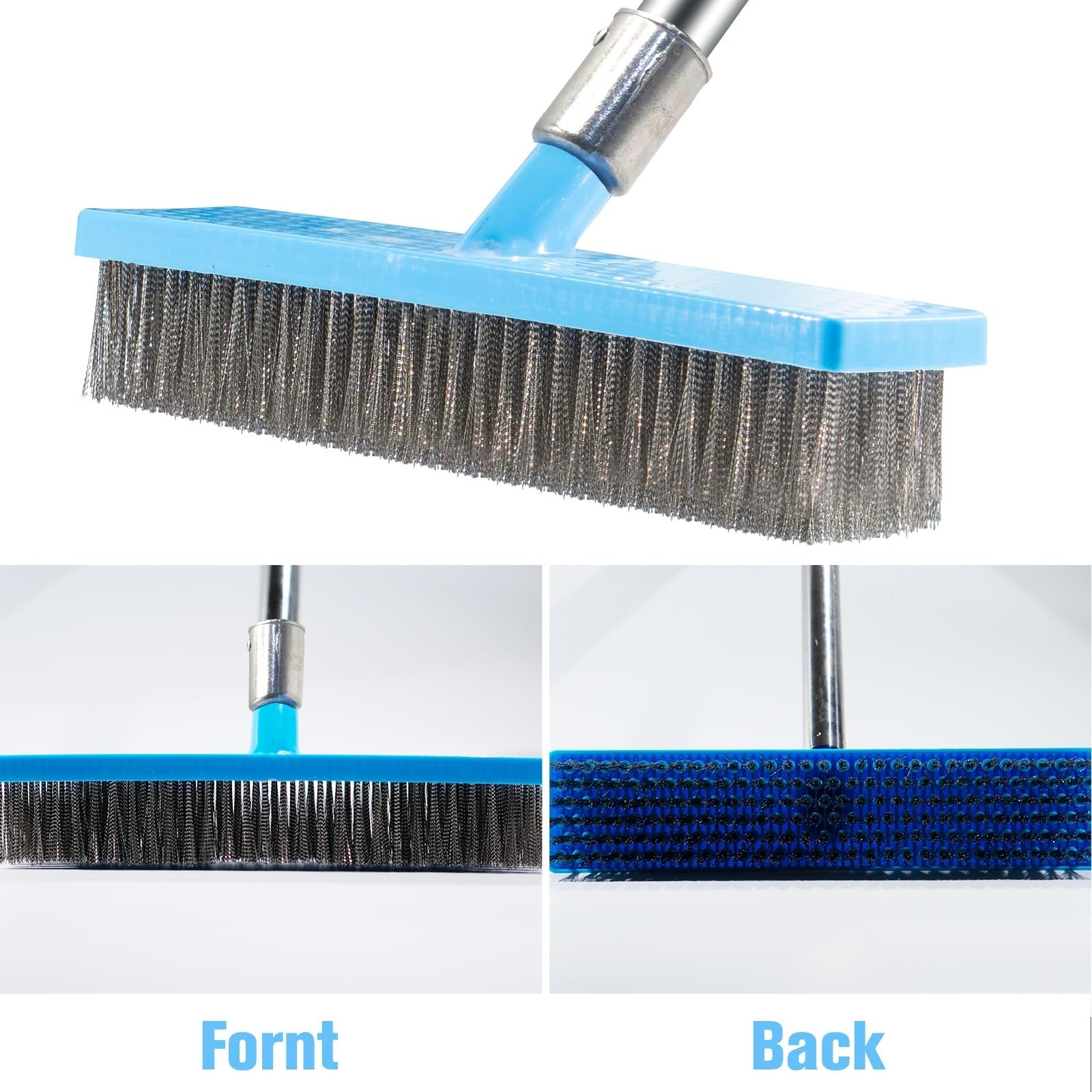 60” Heavy Duty Stainless Steel Deck Scrub Brush – Long Handle Floor Cleaner for