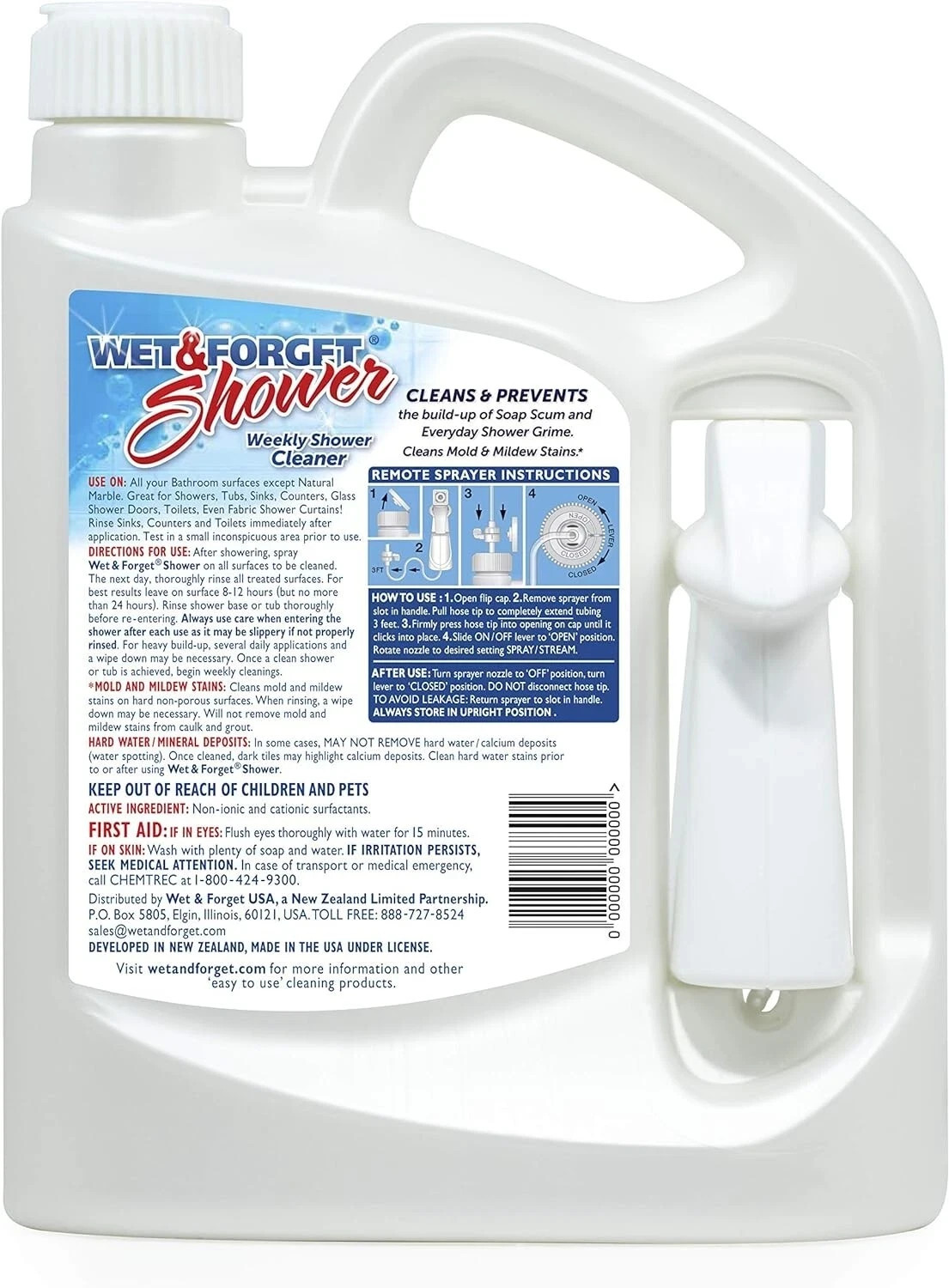 Wet & Forget Shower Cleaner Requires No Scrubbing, Vanilla, 64 Ounce (Pack of 1)