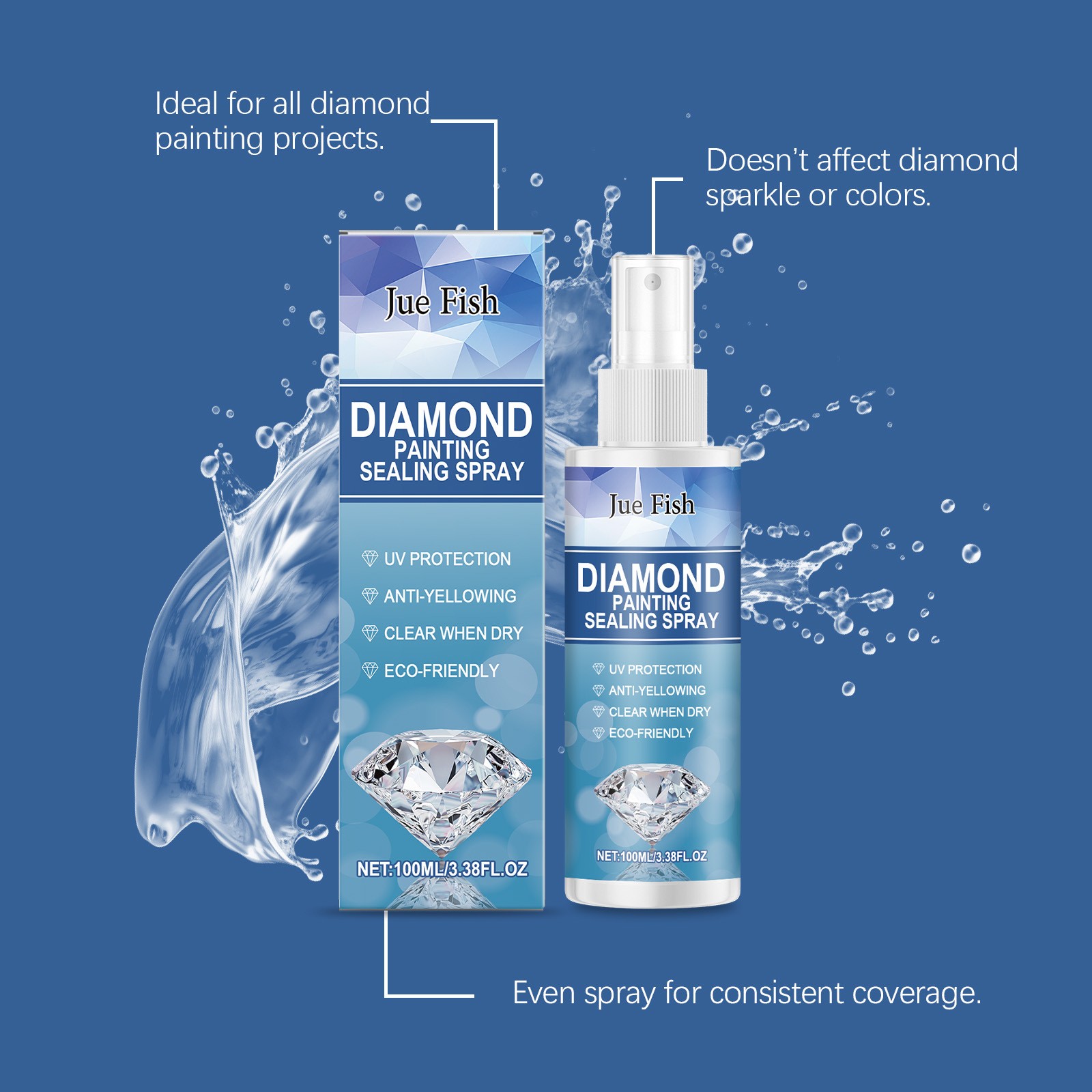 100ml Diamond Art Sealer Spray Quick-Drying Permanent Glue for 5D Painting Shine