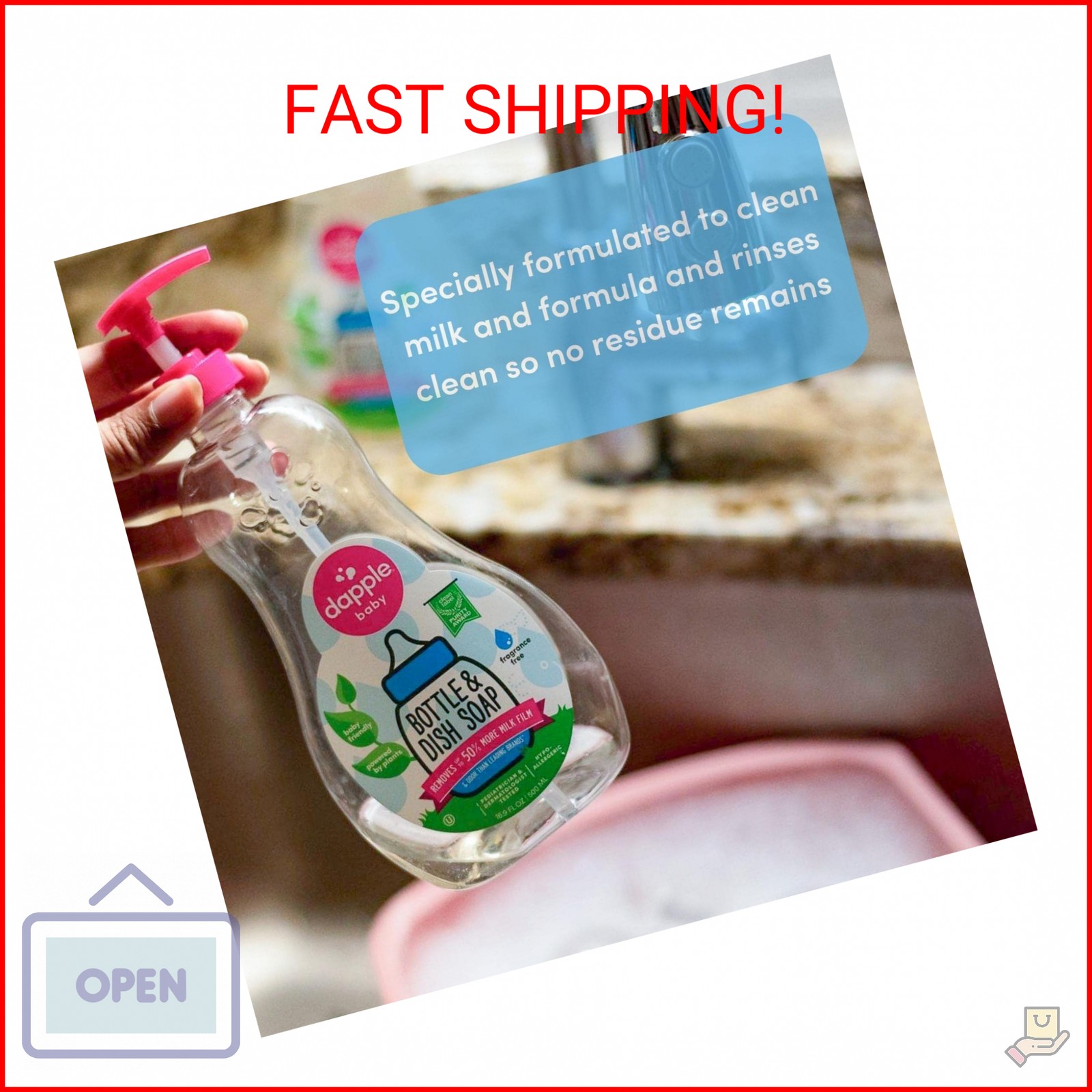 Dapple Baby Bottle & Dish Soap, Hypoallergenic Dish Soap for Baby Bottles, Power