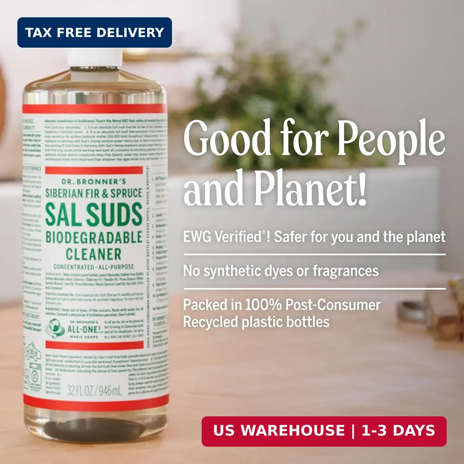 Dr. Bronner’s Sal Suds Biodegradable Cleaner (Fir & Spruce, 1 Gallon) – All-Purp