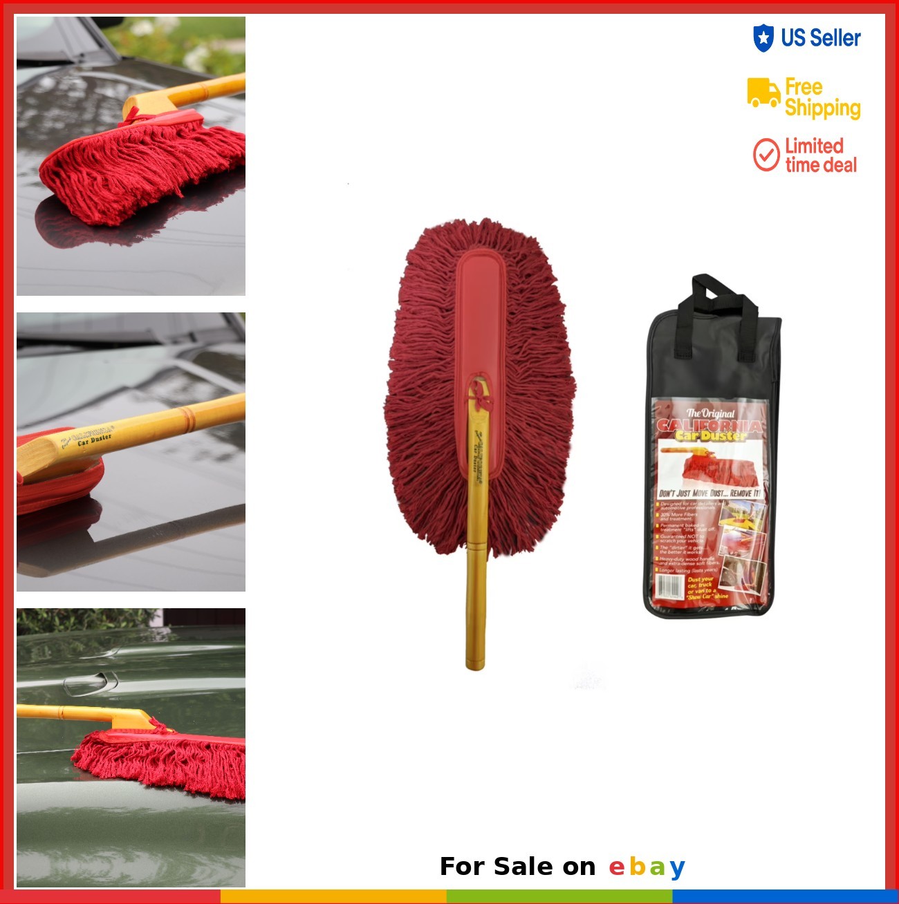Cotton Car Duster Wood Handle Paraffin Wax Dusting Mop For Auto Detailing Truck