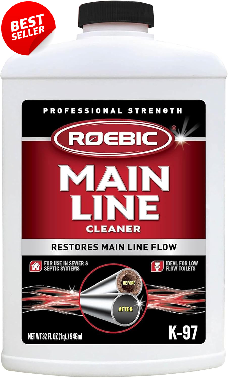 K-97 Liquid Drain Cleaner 32oz Enzyme Bacteria Septic Sewer Clog Remover – US
