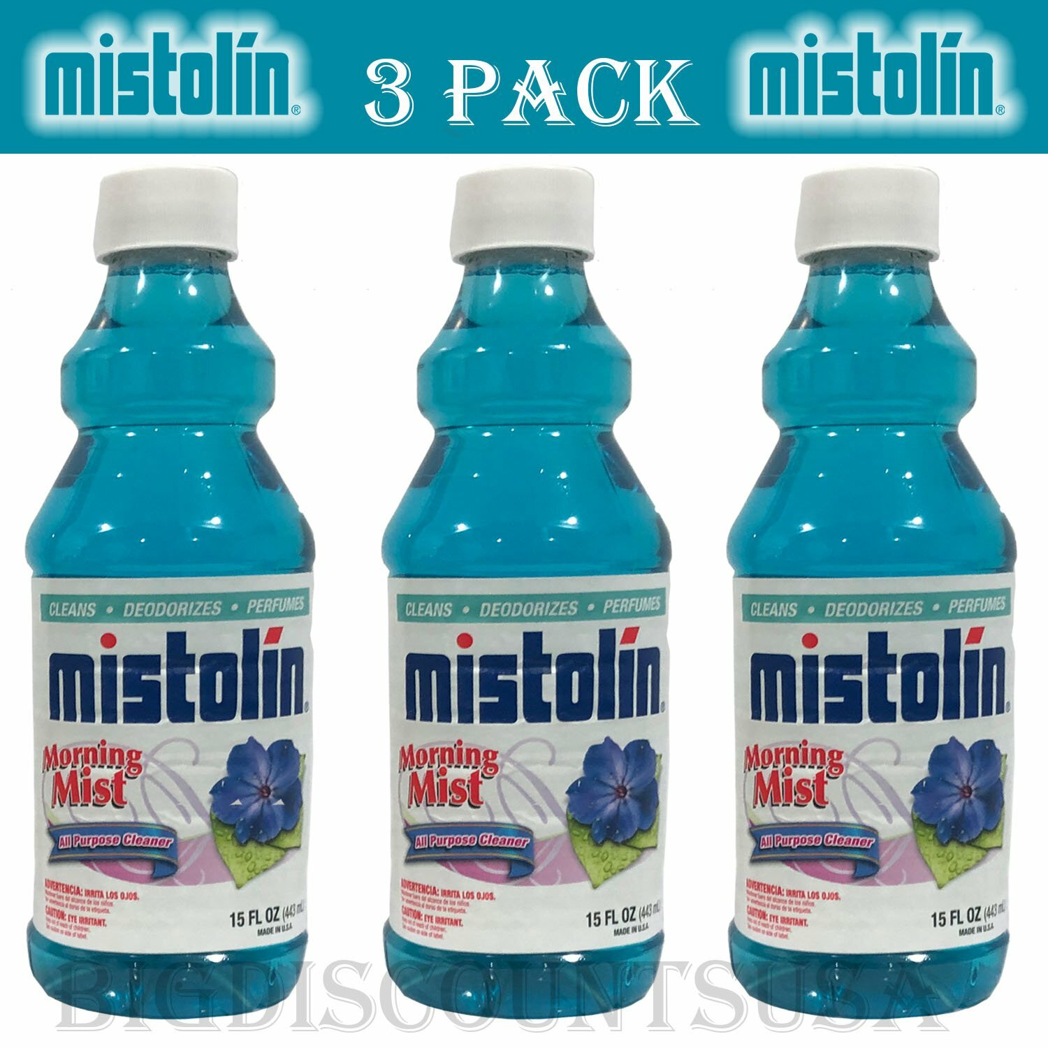 Mistolin 3 Pack General All Purpose Cleaning Solution Morning Mist (Rocio)