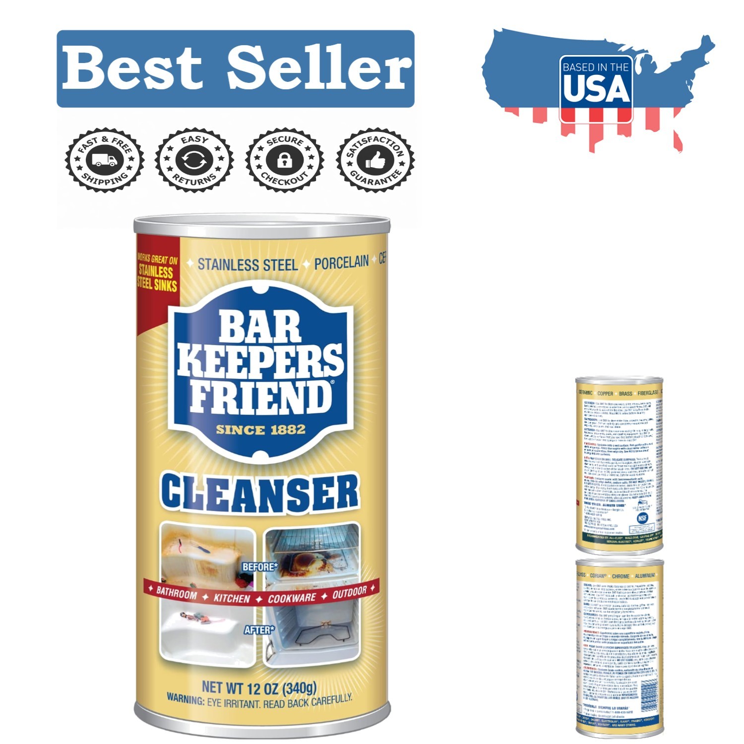 Safe Powdered Cleanser – 12 Ounce for Multi-Surface Use, Non-Abrasive Formula
