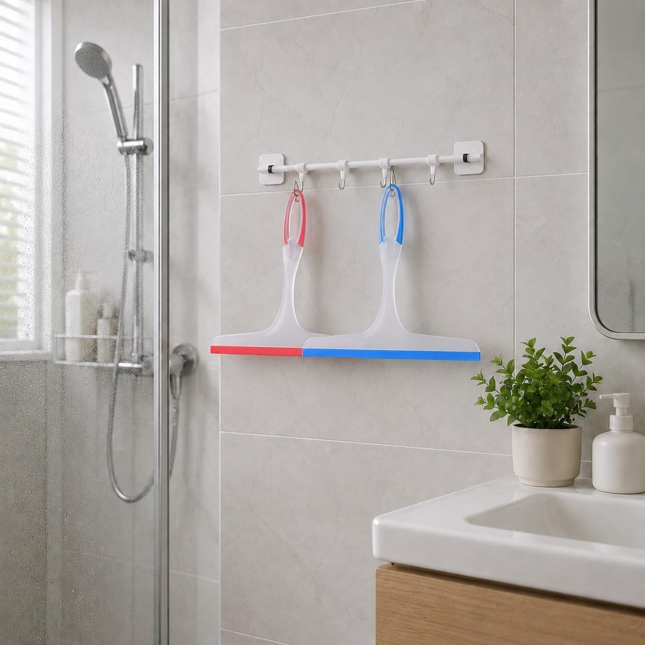 Shower Squeegee for Glass Doors, 3pcs Bathroom Squeegee for Shower Cleaner