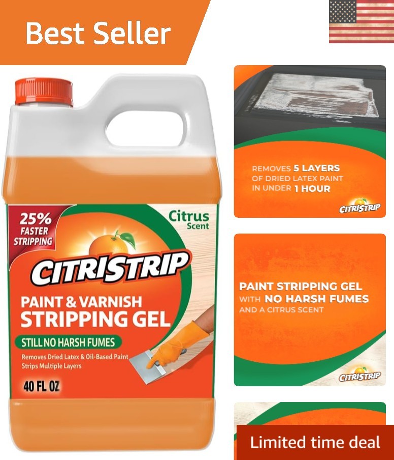 Efficient Citrus Gel Paint & Varnish Remover – 40 oz for Multiple Surfaces
