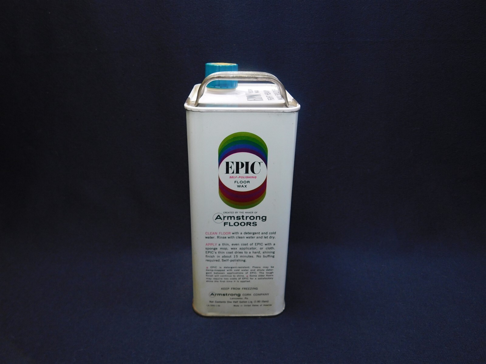 Vintage EPIC By Armstrong Self Polishing Floor Wax One Half Gallon Can Full Prop