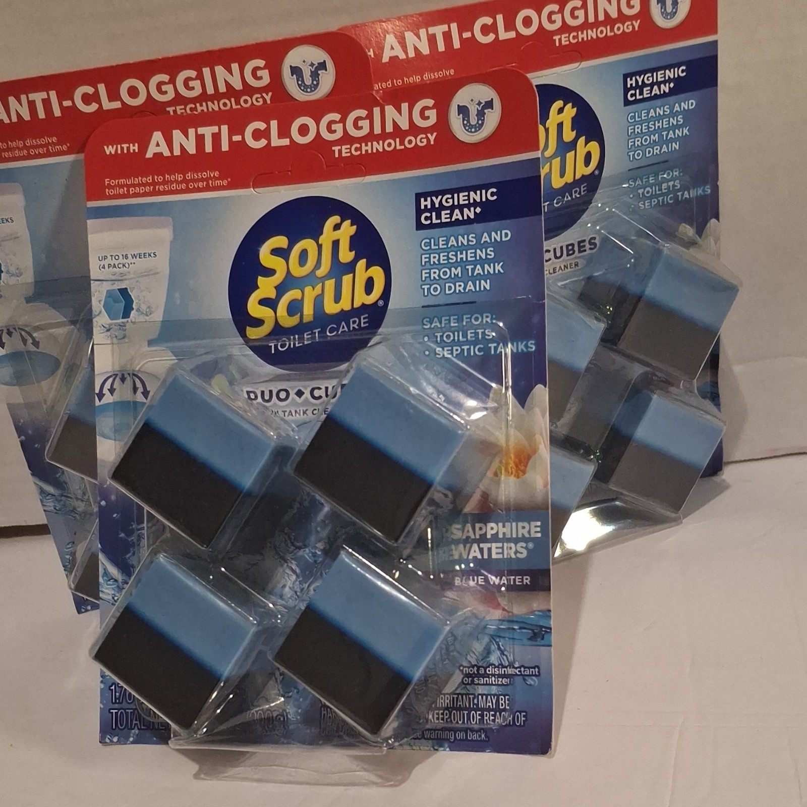 Soft Scrub Toilet Care Duo-Cubes In-Tank Cleaner, Sapphire Waters, 4-Pack