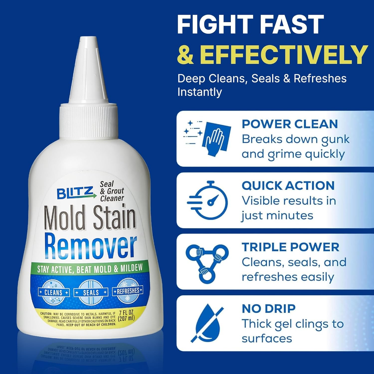 Mold Stain Remover Power Gel Cleaner for Front Loader Washing Machine Seal 7oz