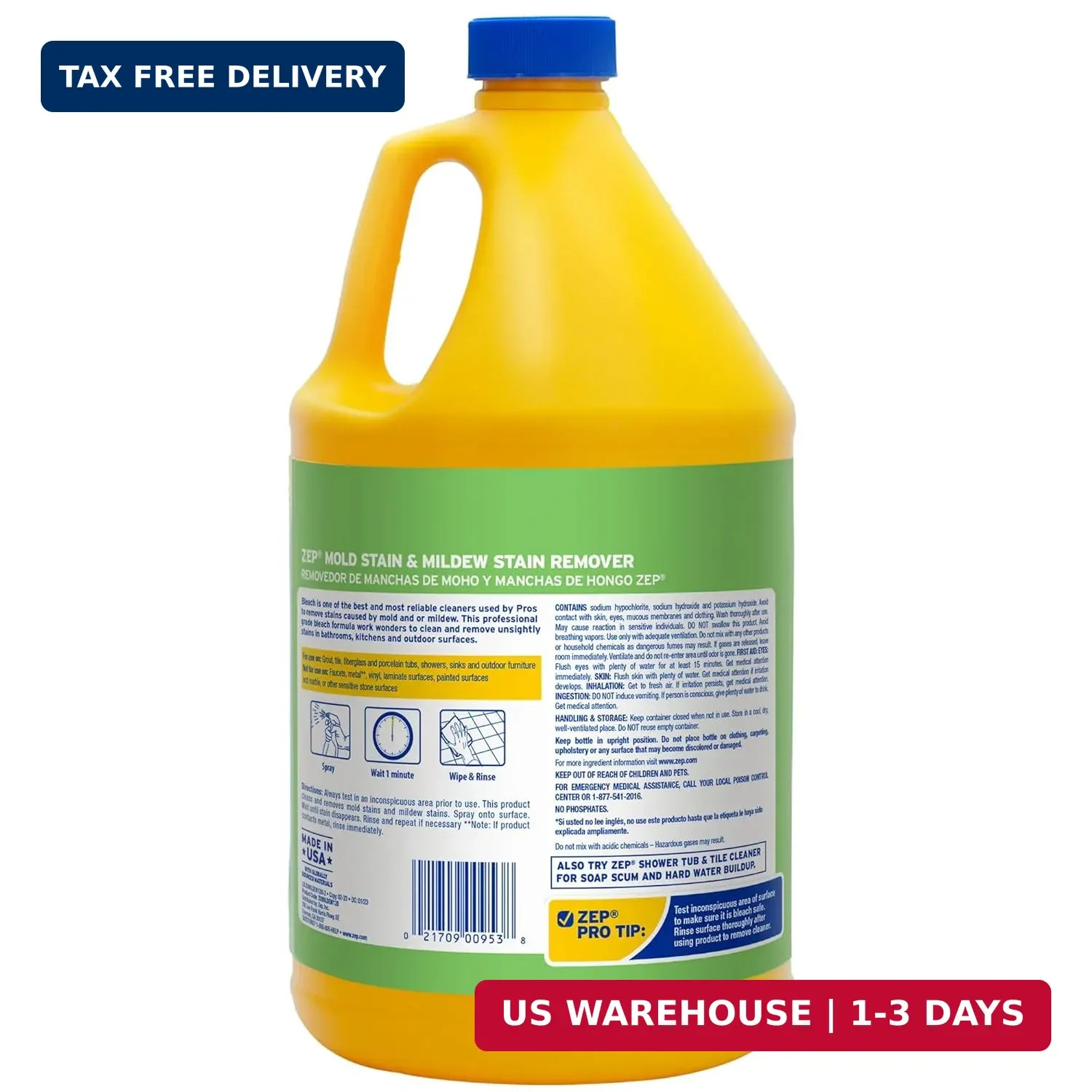 Zep Mold Stain and Mildew Stain Remover 1 Gallon (Case of 2) ZUMILDEW128 – Profe