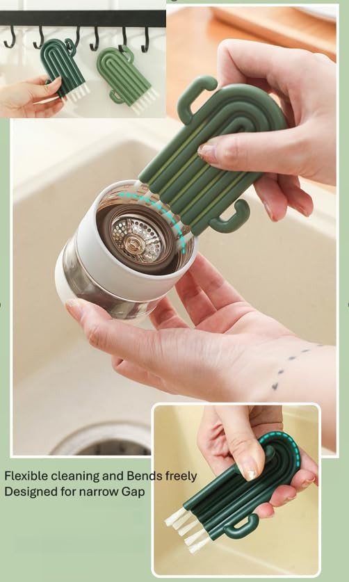 INSPIRETAG Kitchen Cleaning Brush Set with Holder & Drip Tray – 3 Head Cactus…