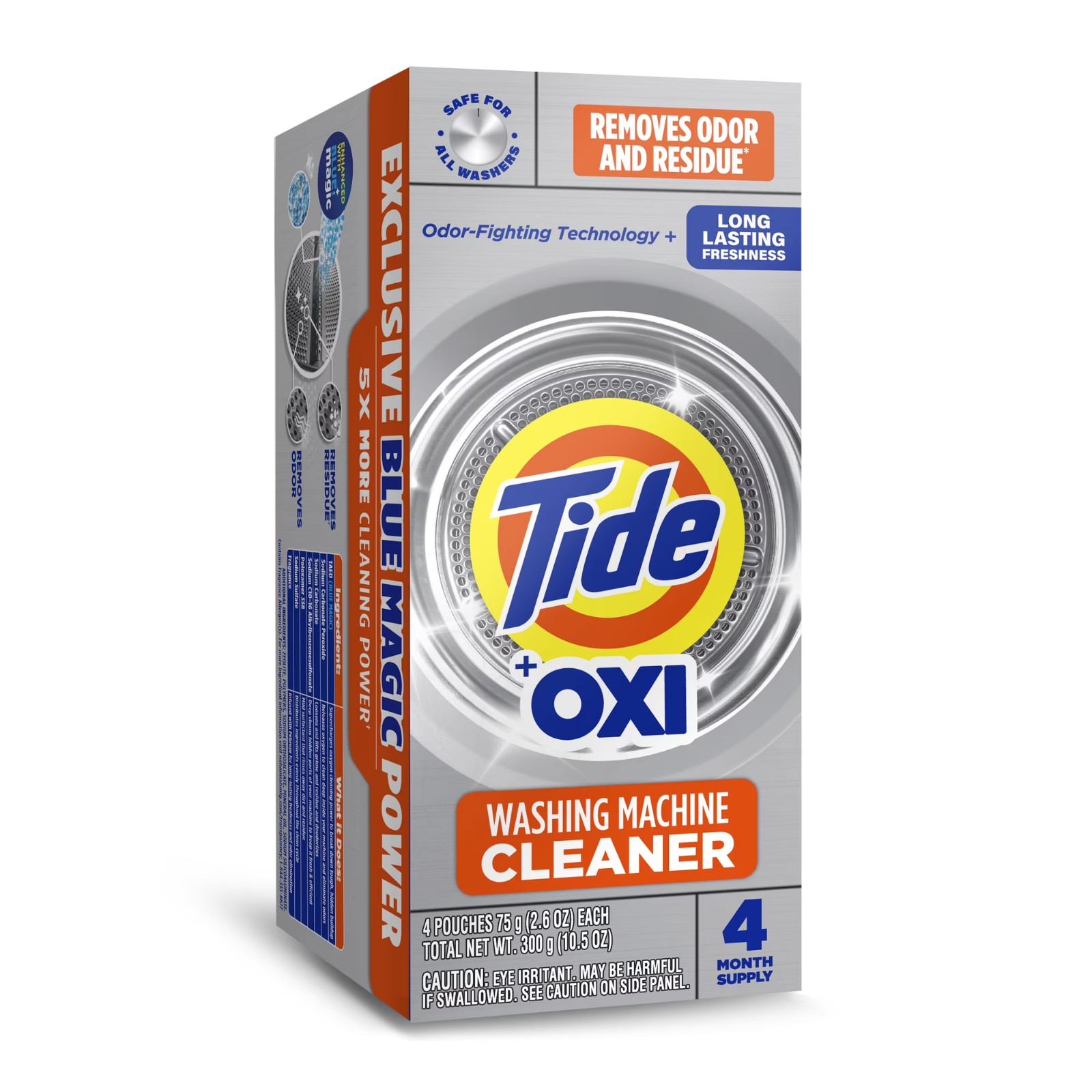 Tide Washing Machine Cleaner with Oxi Powder Odor Eliminator 4 Count Washer Care
