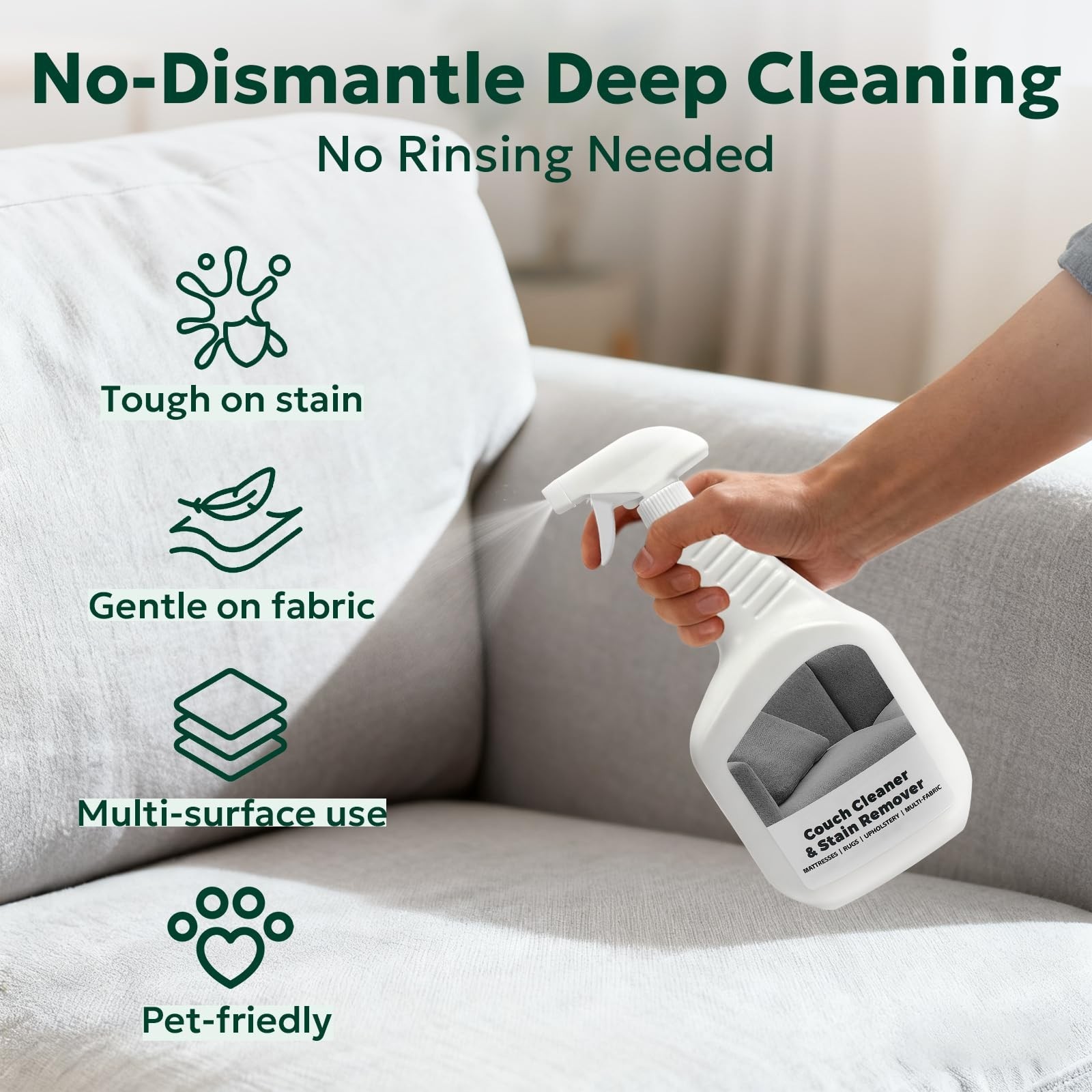 Multi-Surface Couch Stain Remover Spray – Pet-Safe Non-Toxic Upholstery Cleaner