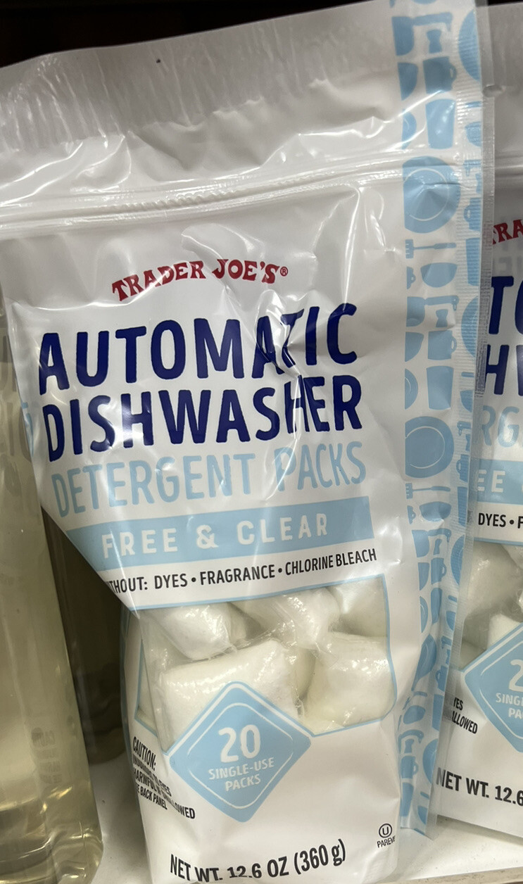 TRADER JOES AUTOMATIC DISHWASHER DETERGENT PACKS 20 count! Free and clear!